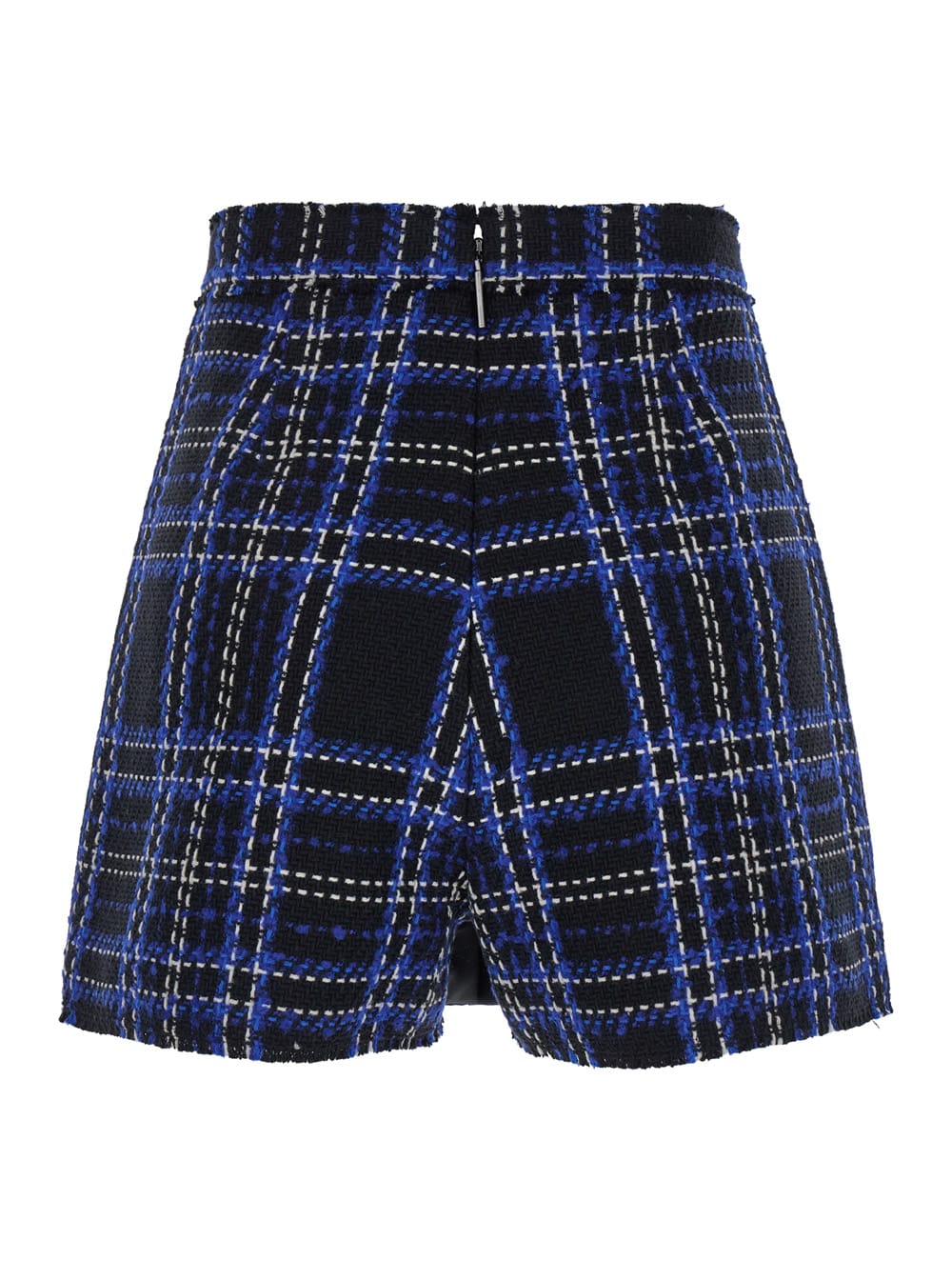 Shop Msgm Black And Blue Skorts With Check Motif In Fabric Woman