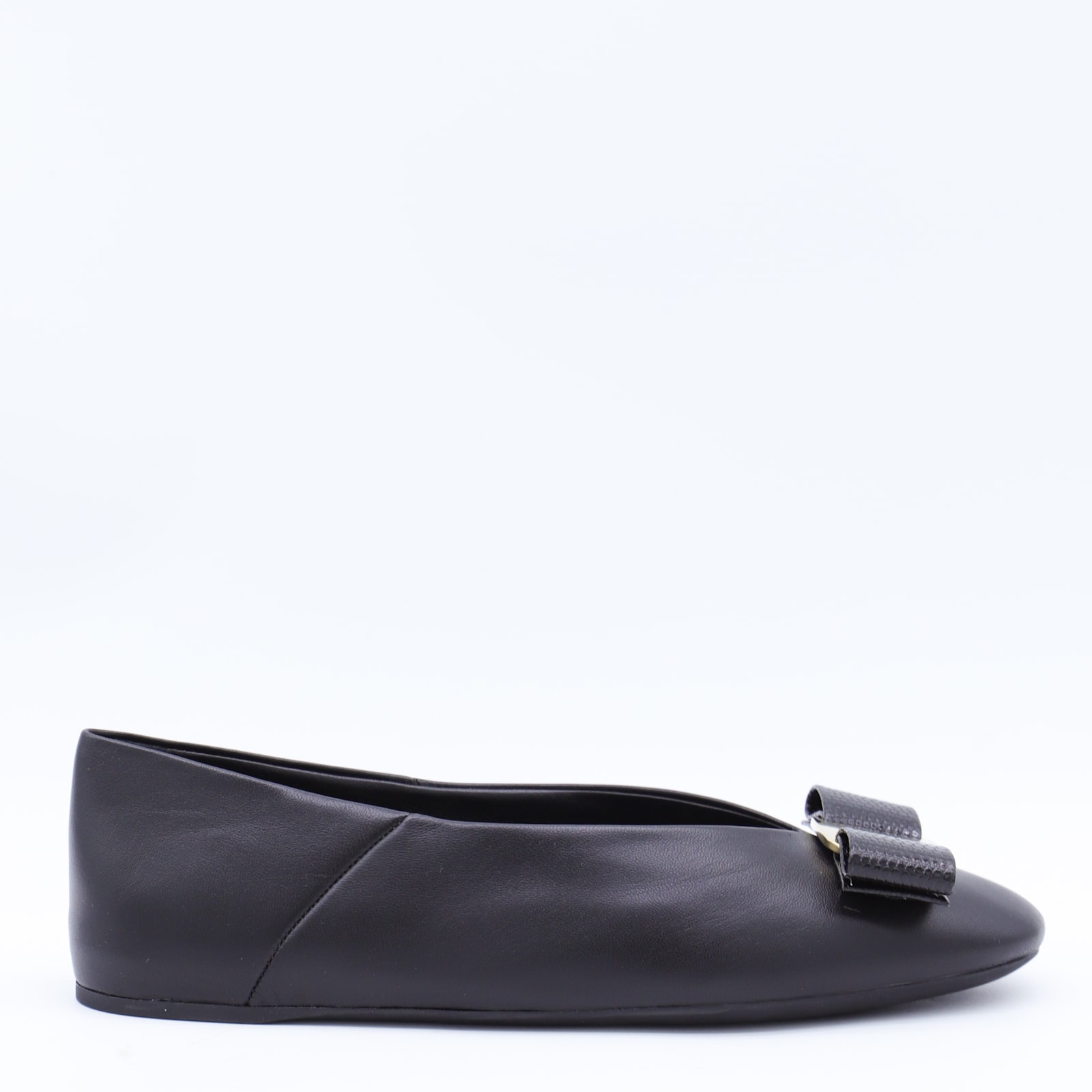 Ferragamo Bow Detail Ballerina Shoes With Metal Accent In Blue
