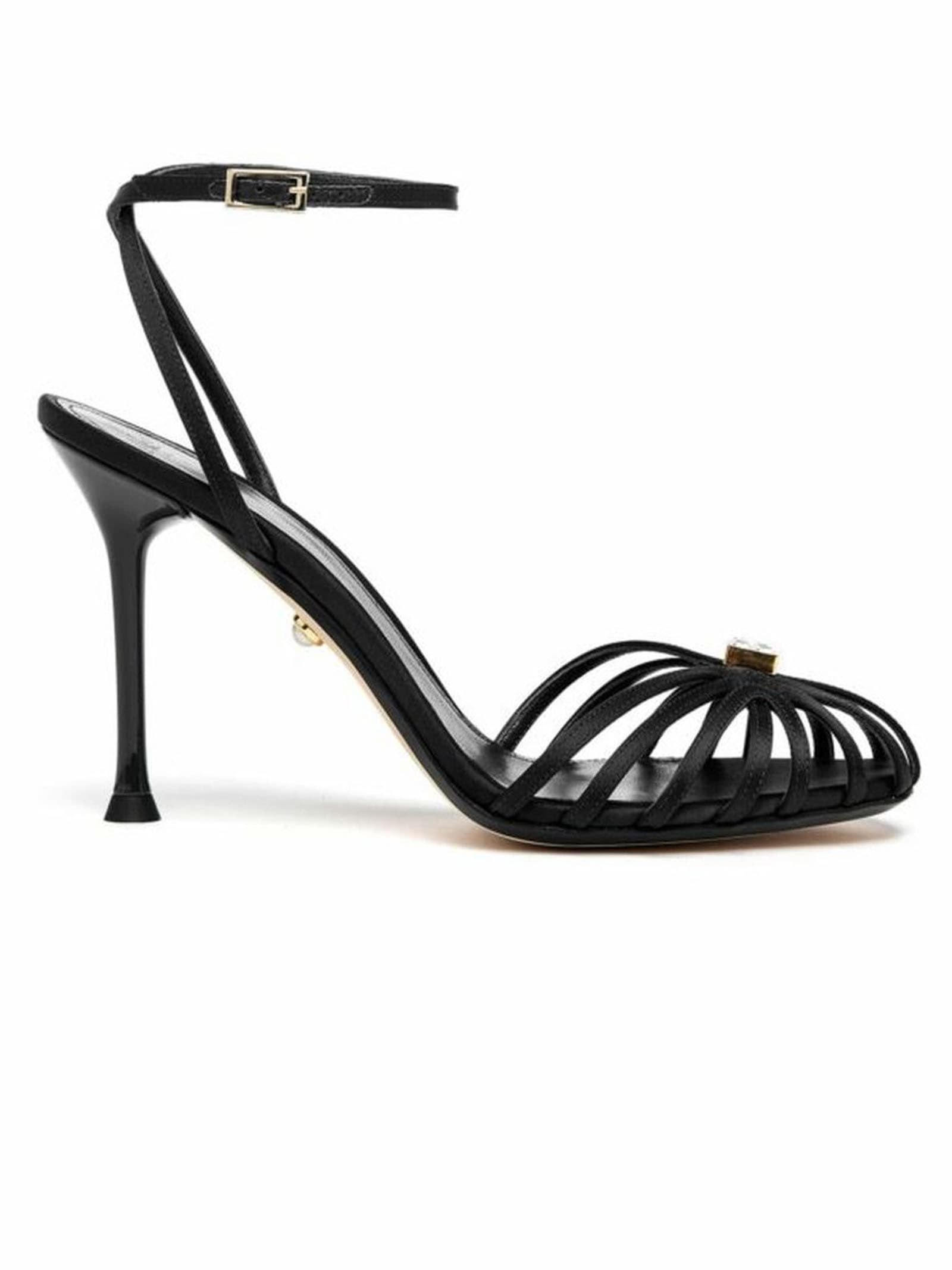 Alevì Black Satin Sandal