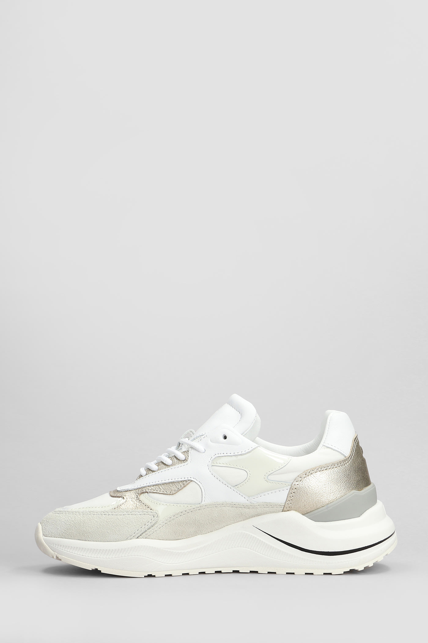 Date D.a.t.e. Running Sneakers In Nylon And Suede In White