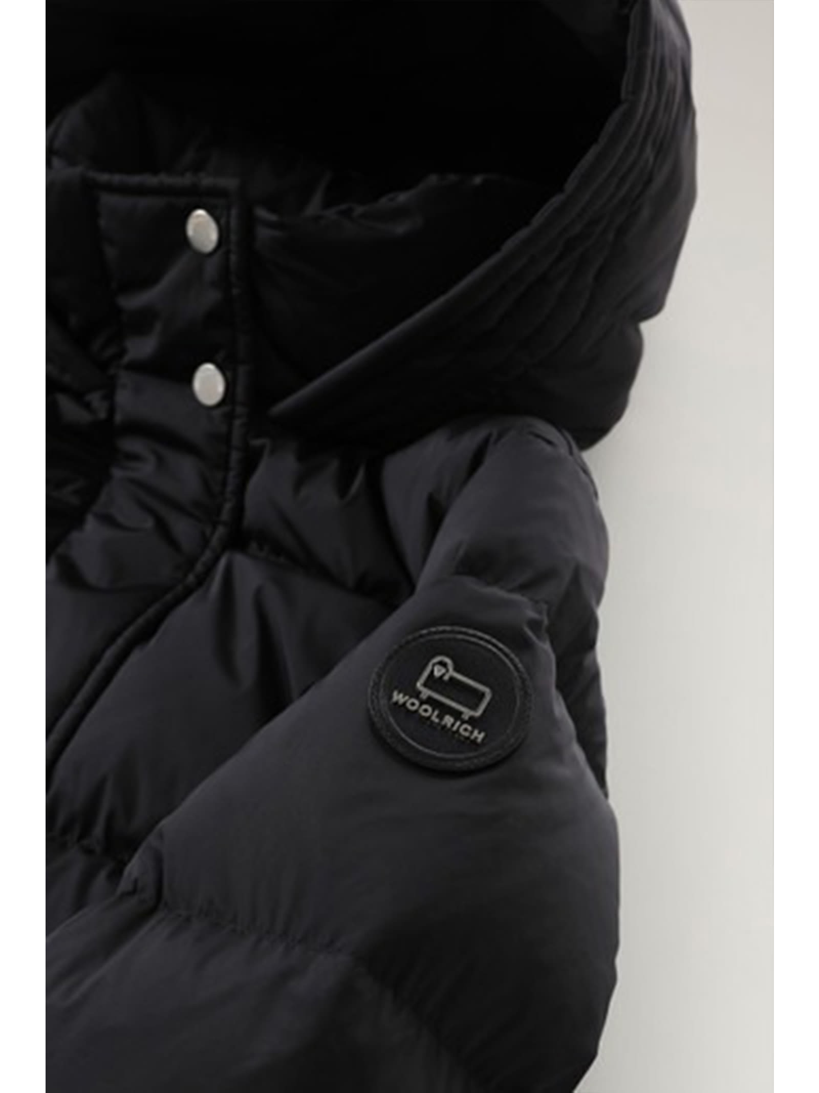 Shop Woolrich Womens Long Down Jacket Black With Hood