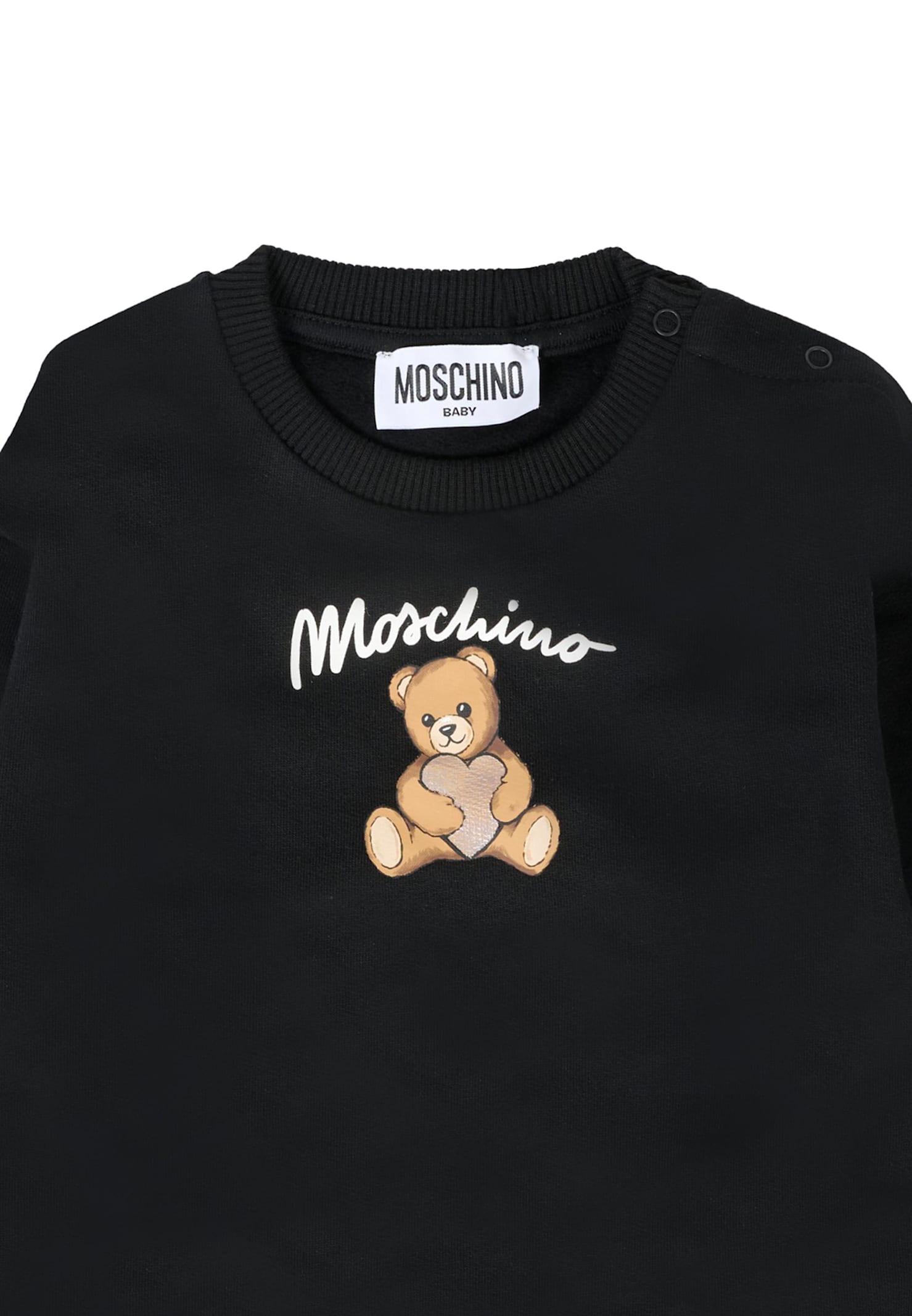 Moschino Black Sweatshirt For Baby Girl With Teddy Bear In Black