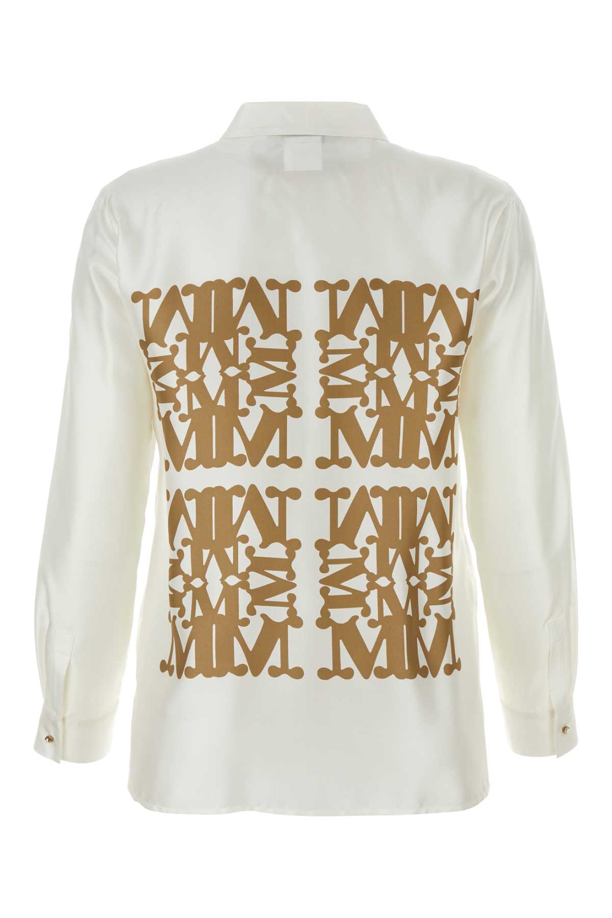 Shop Max Mara Ivory Silk Legno Shirt In Vaniglia