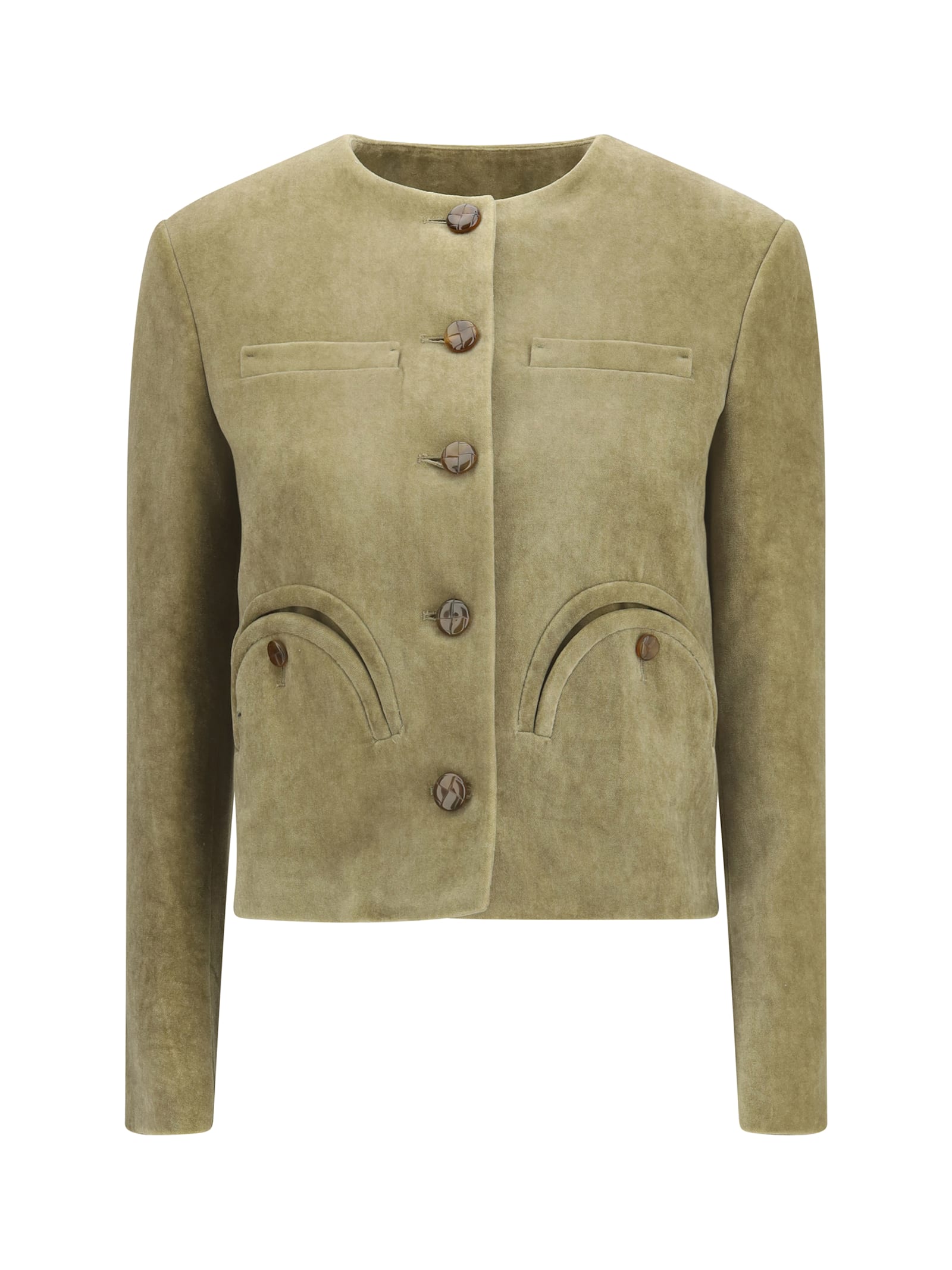 Blazé Milano Shamo Bolero Button-fastening Jacket In Green