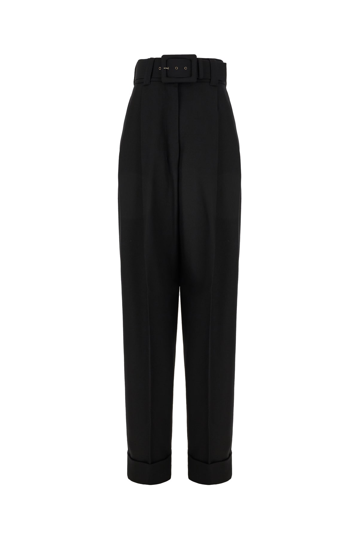 Max Mara Black Wool Pants In Nero