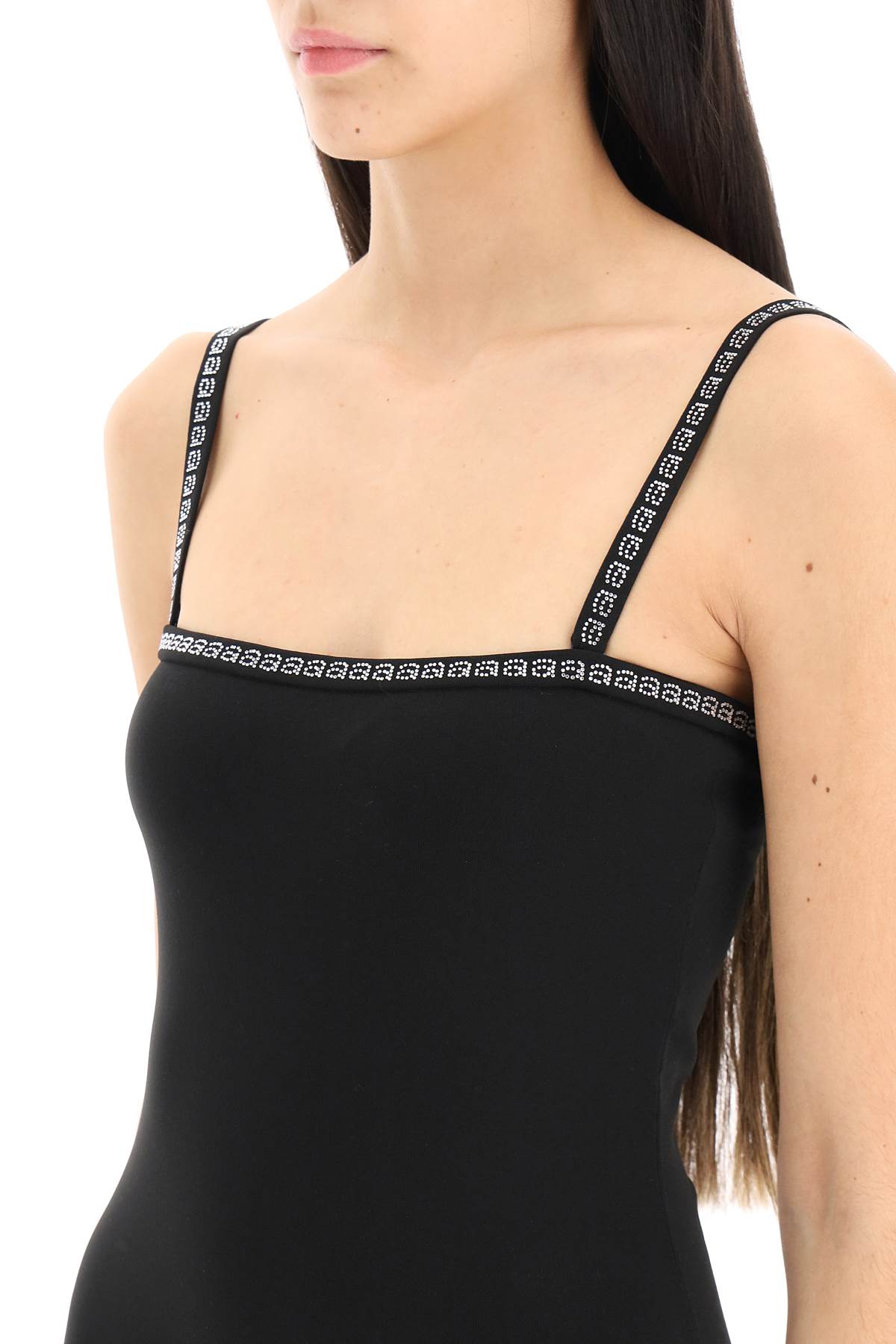 Shop Alexander Wang Mini Dress With Crystal Trims In Black (black)