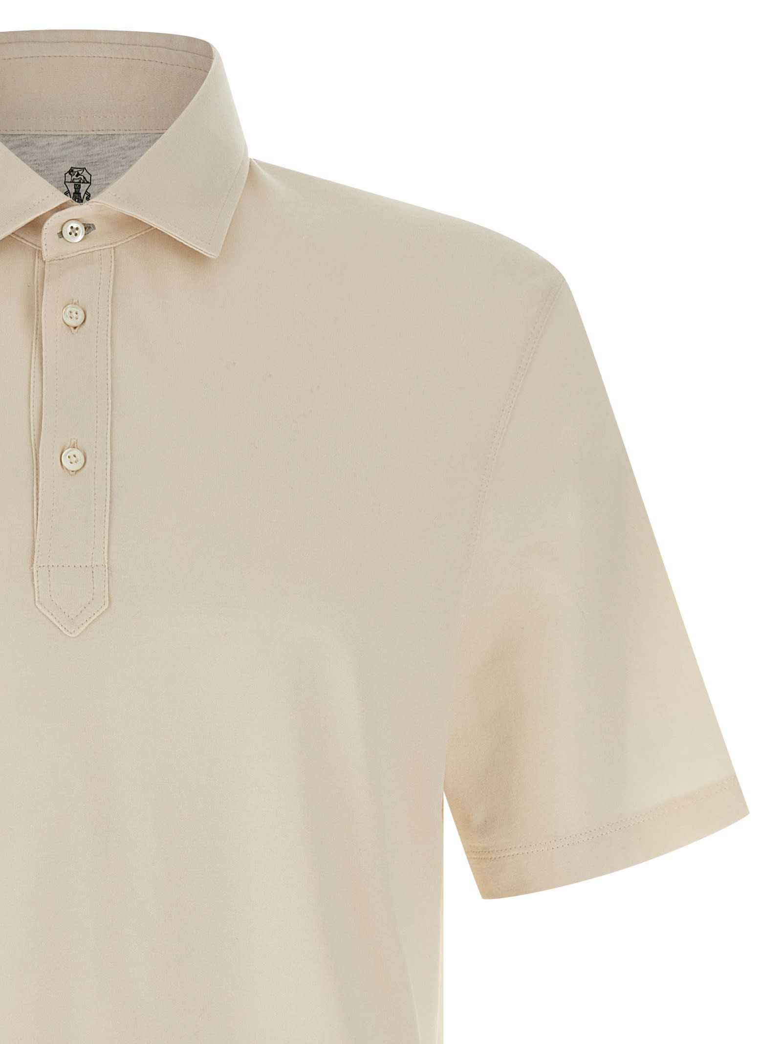 Brunello Cucinelli Linen Cotton Polo Shirt In Neutral