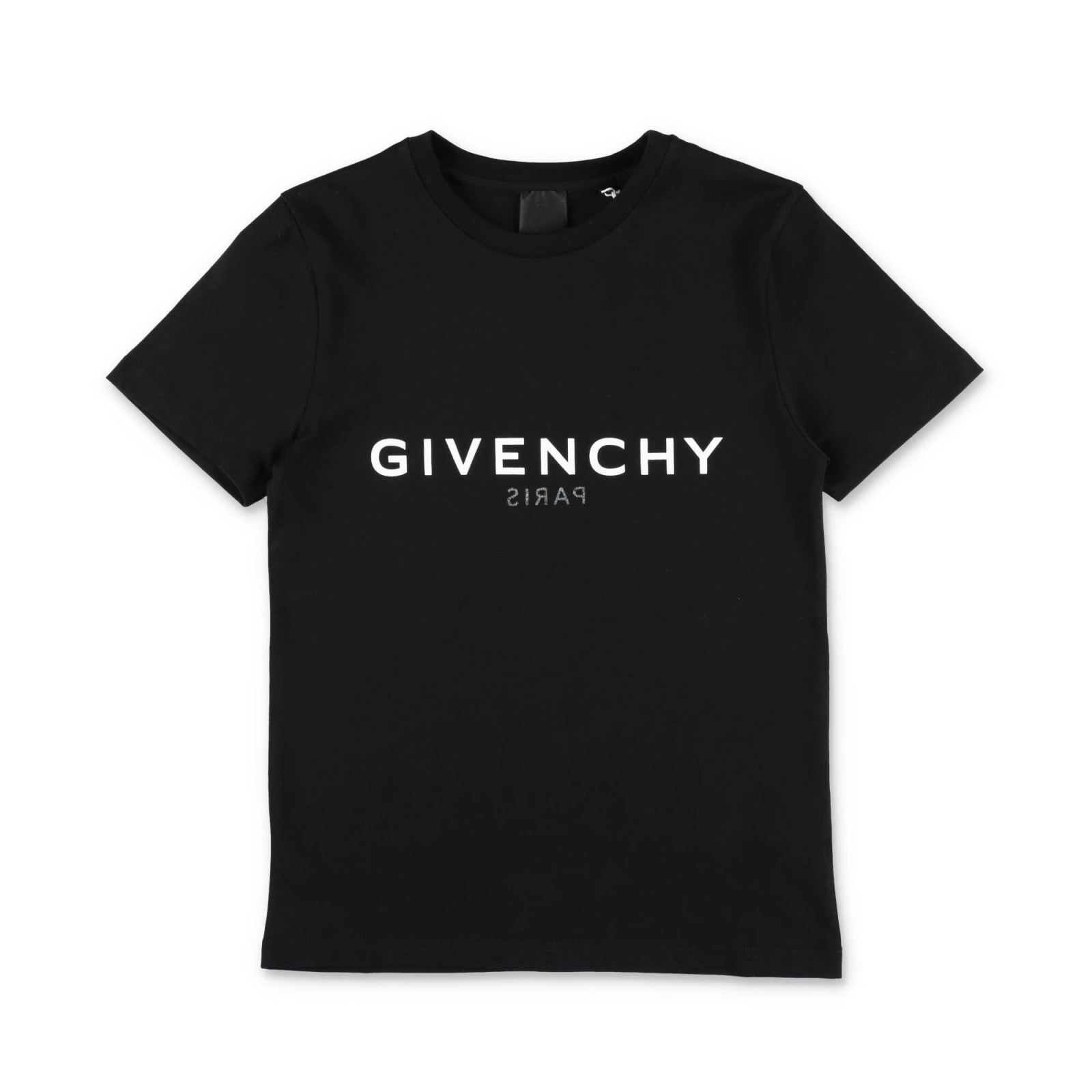 Shop Givenchy T-shirt Nera In Jersey Di Cotone Bambino In Nero