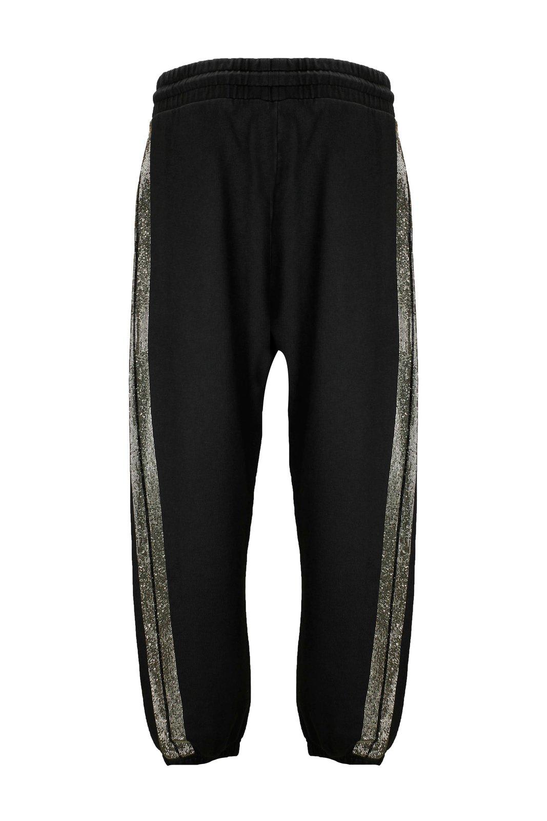 Shop Palm Angels Logo Printed Drawstring Track Pants In Black