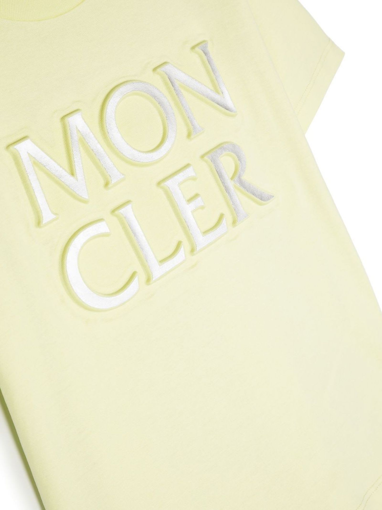 Shop Moncler Yellow Cotton Tshirt
