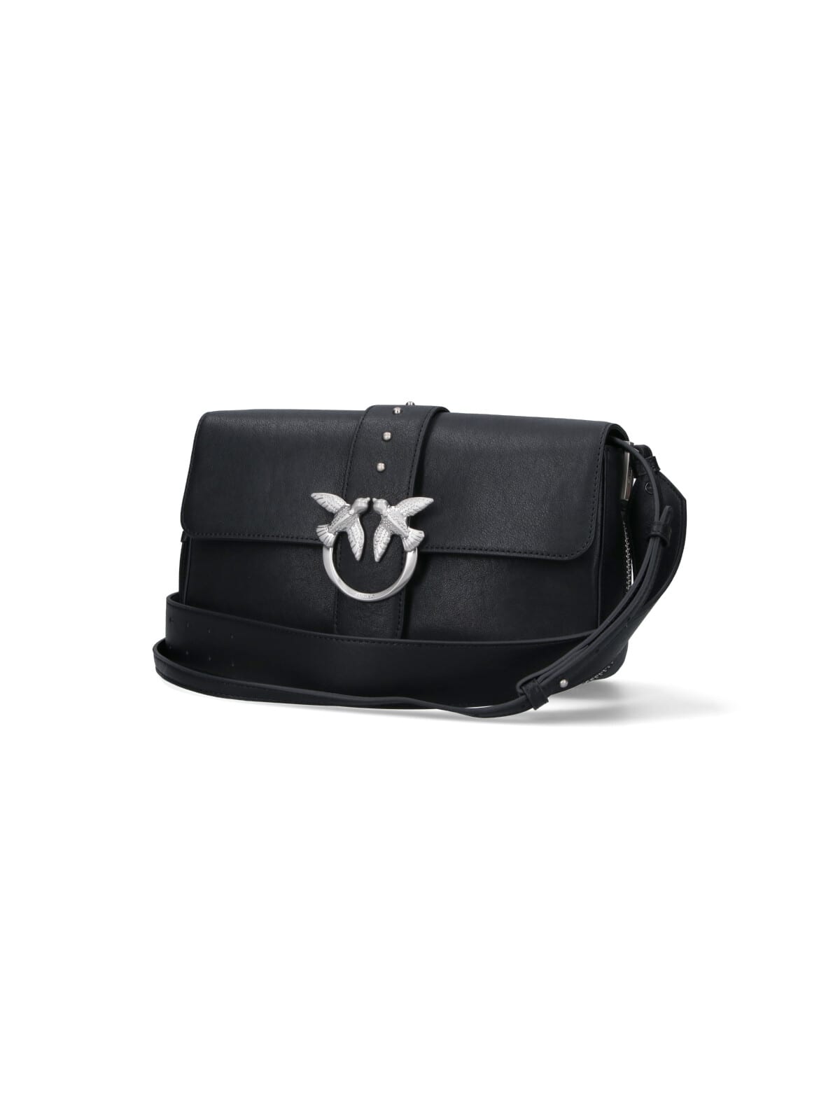 Pinko Love One Classic Leather Shoulder Bag In Black