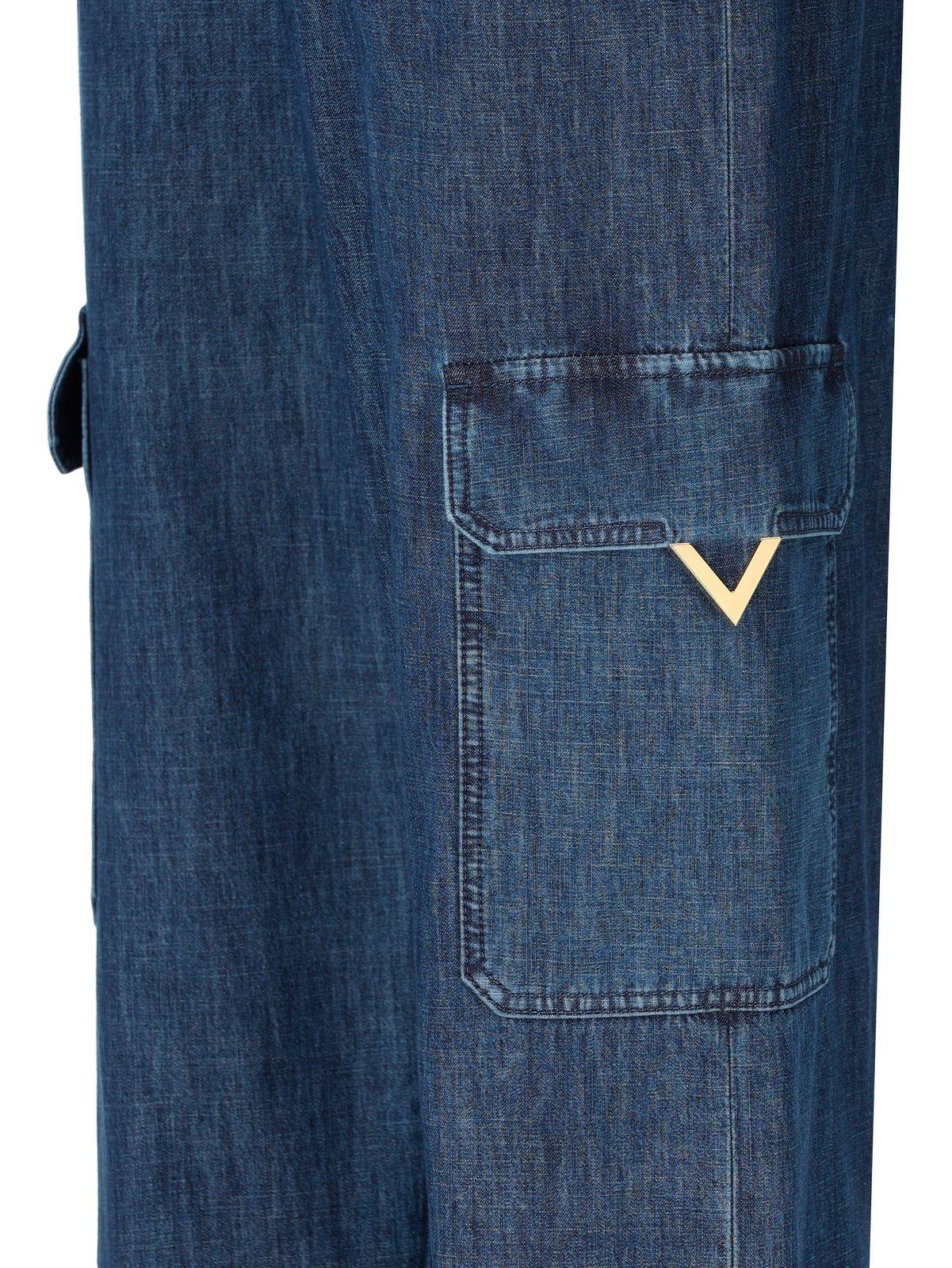 Shop Valentino Garavani Wide-leg Cargo Jeans In Blue