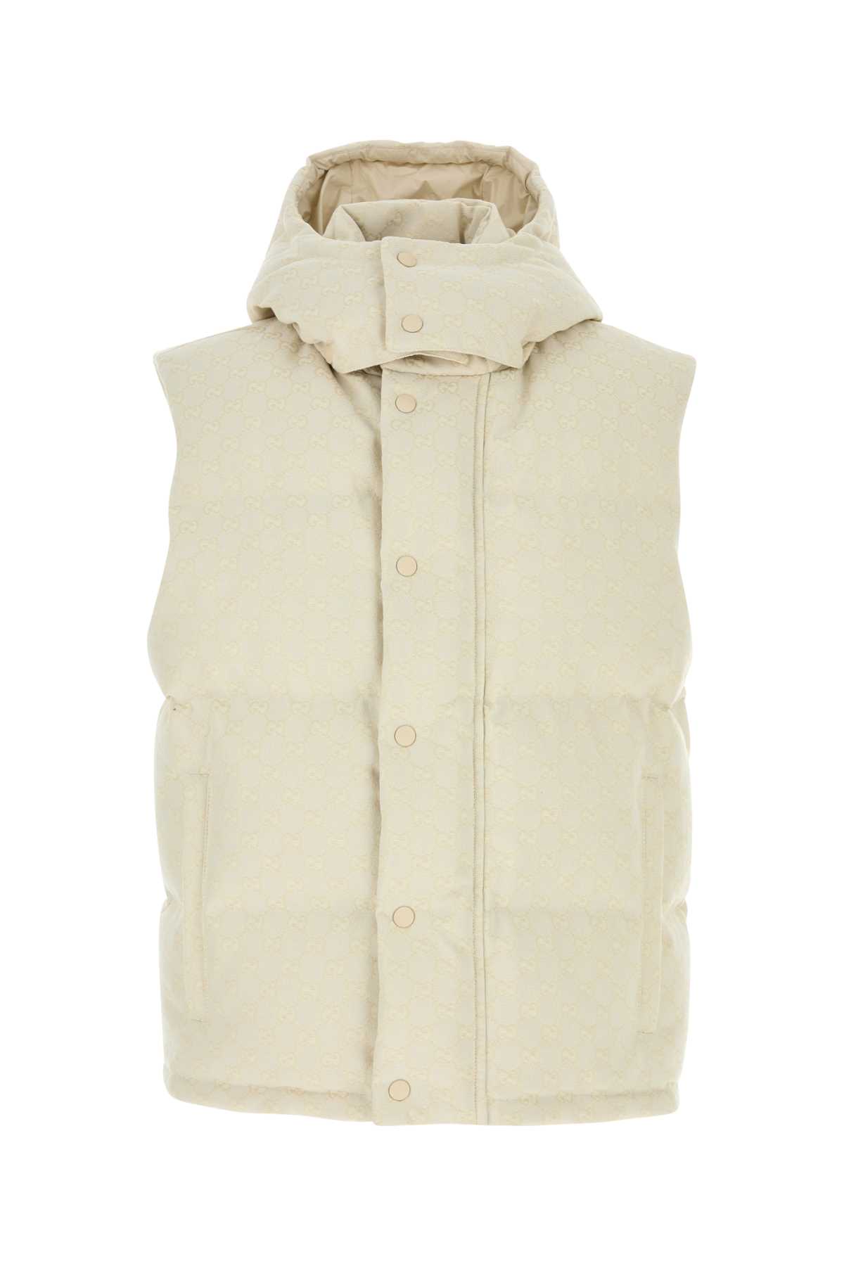 Shop Gucci Ivory Cotton Blend Down Jacket In Mediumcream