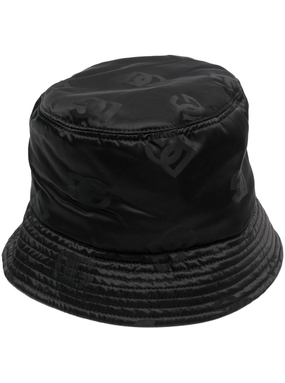 Black Bucket Hat With All-over Monogram Jacquard Man Dolce & Gabbana