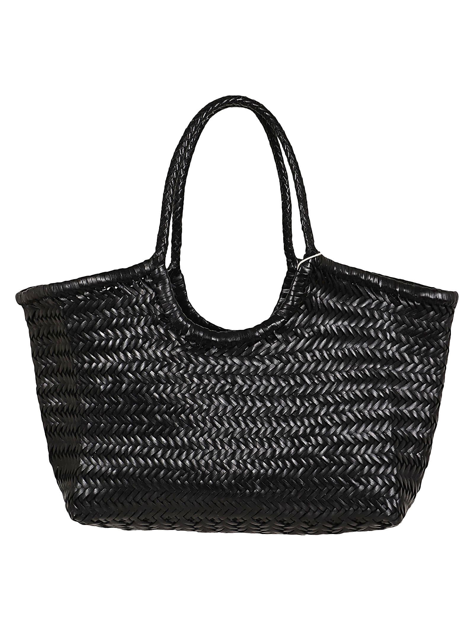 Dragon Diffusion Nantucket Woven-leather Basket Bag In Black