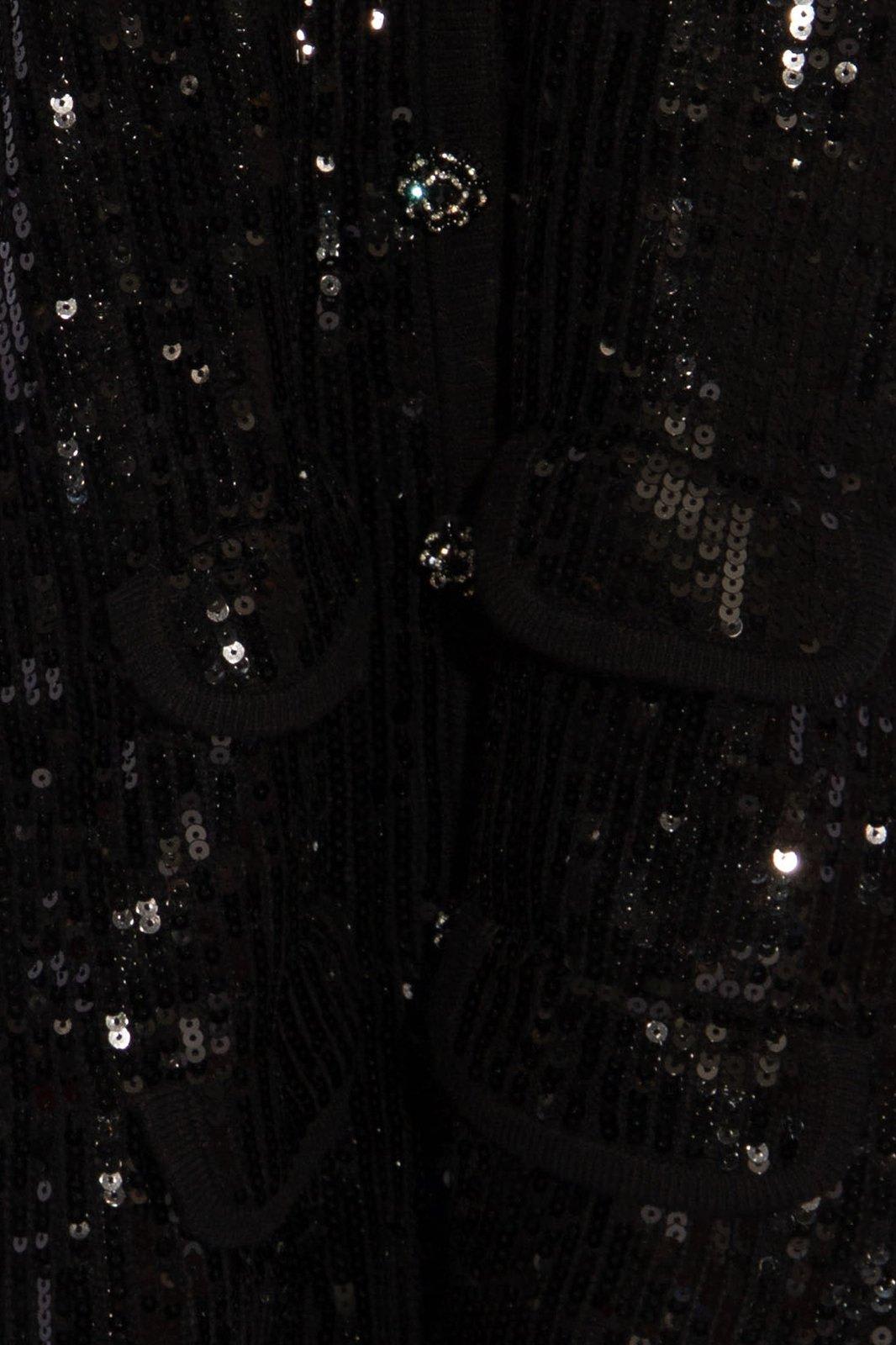 Shop Self-portrait Sequin Embellished Mini Dress In Nero