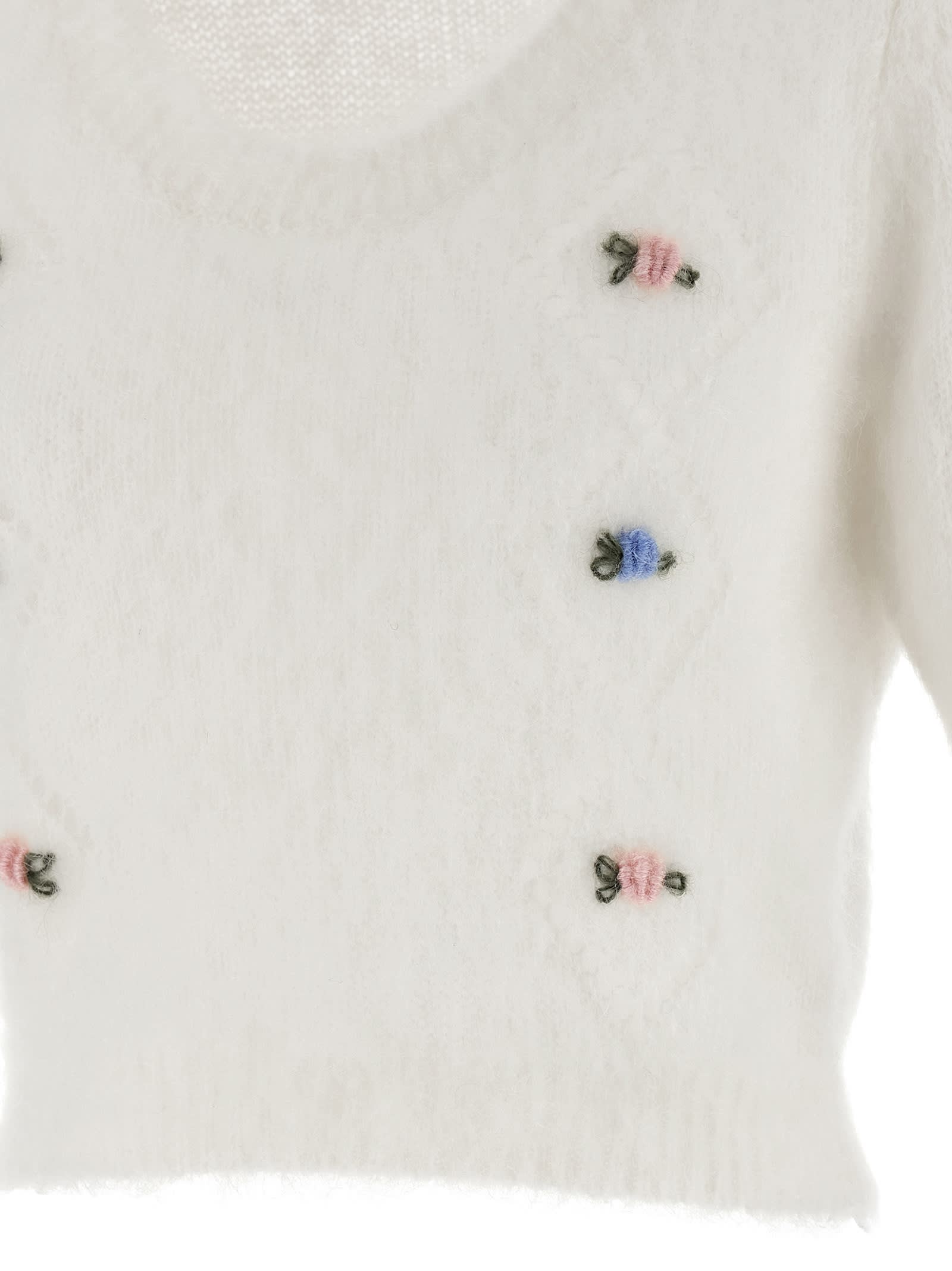 Alessandra Rich Carded Mohair Sweater In White