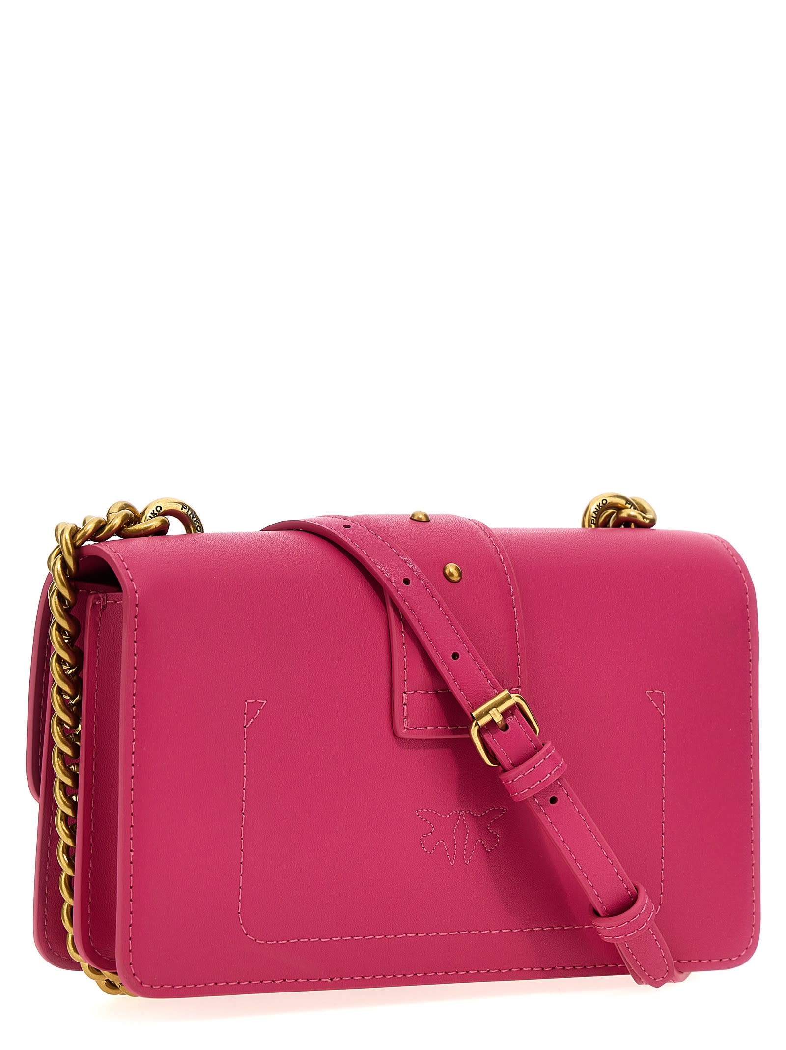 Shop Pinko Love One Mini Crossbody Bag In Fuchsia