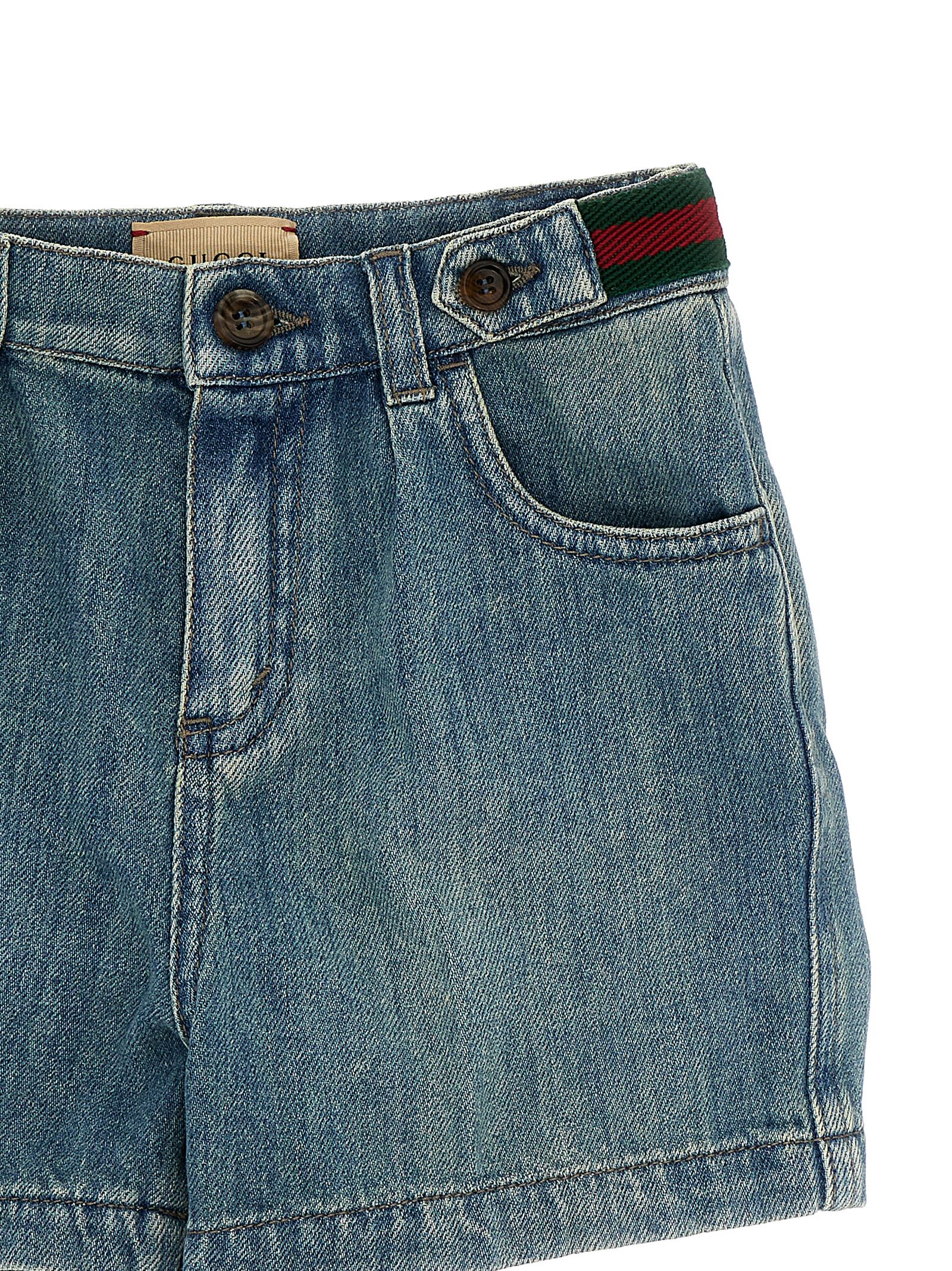 Gucci Blue Denim Shorts In Light Blue