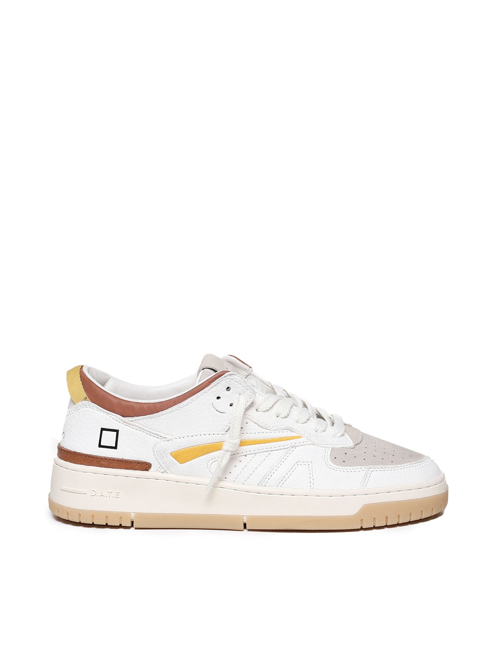 Shop Date Sneakers Torneo Striped In White, Brown, Mustard