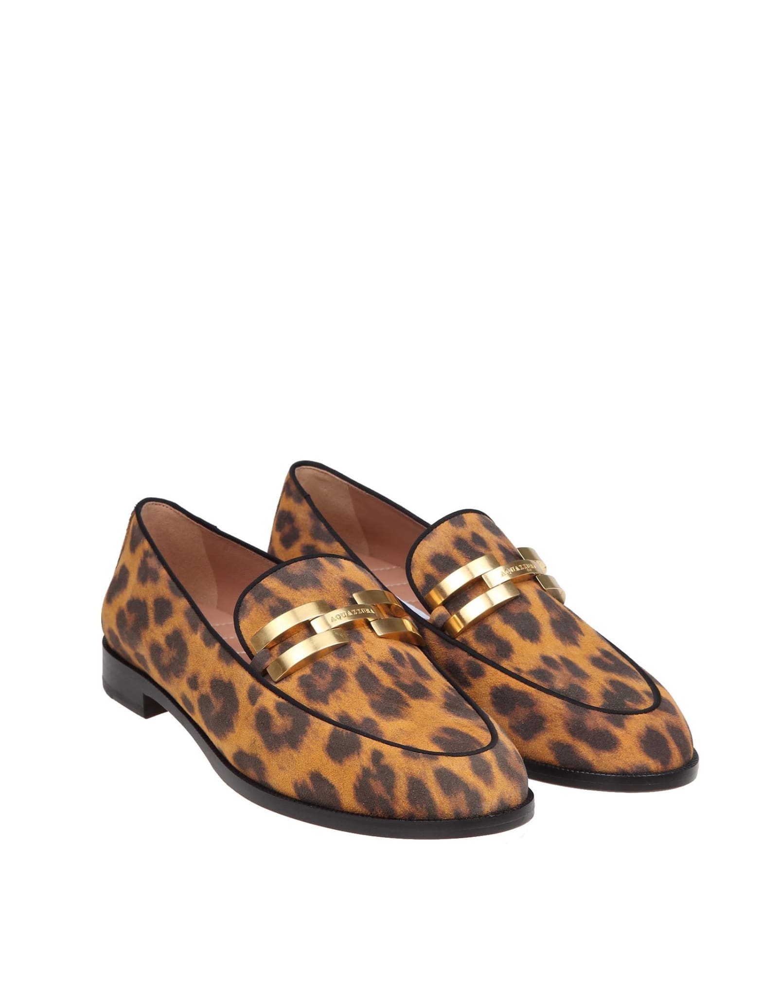 Shop Aquazzura Aquazzurra Brandi Loafers In Suede Leather With Spotted Print