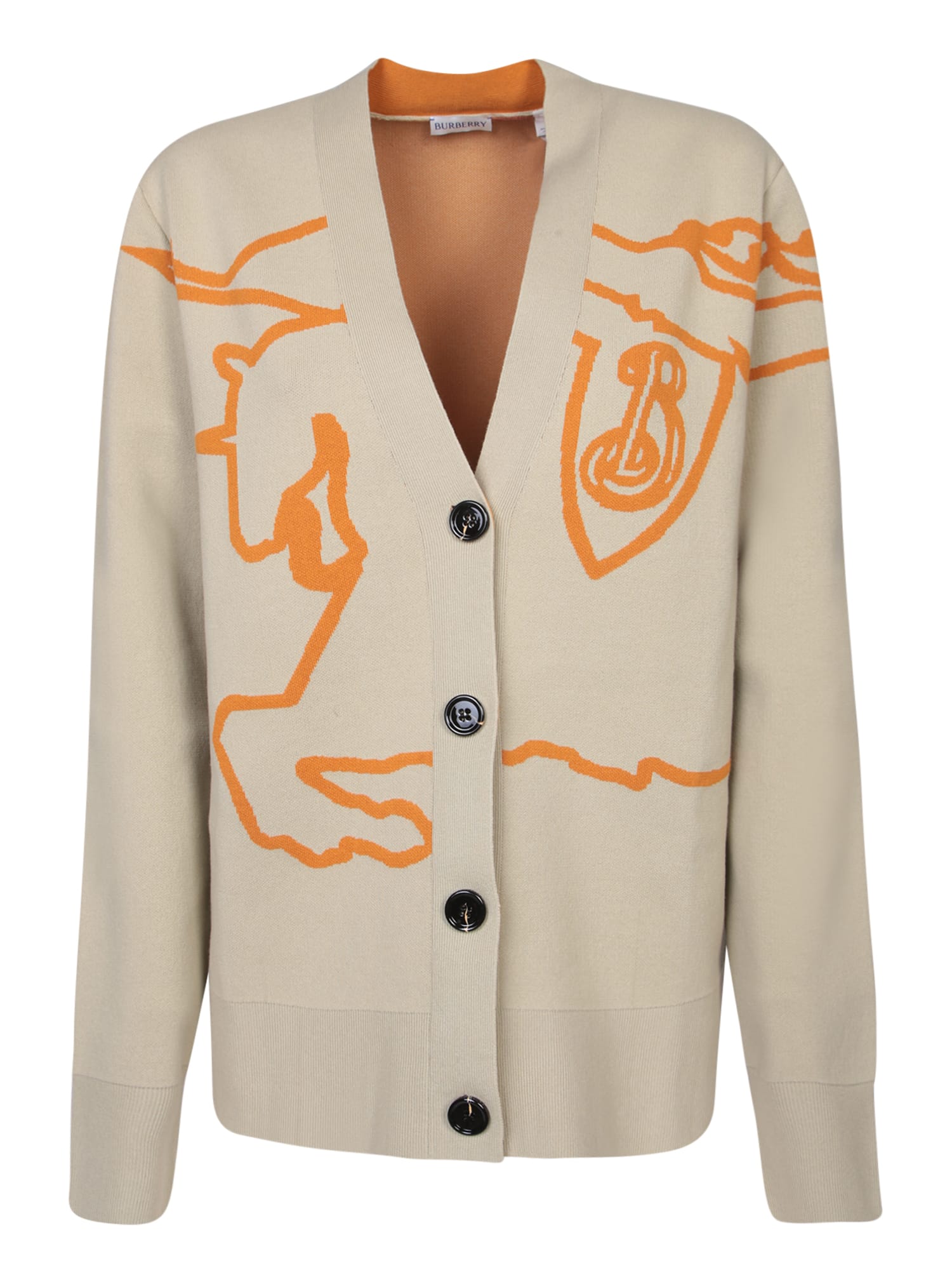 Shop Burberry Knight Hunter Beige Ochre Cardigan