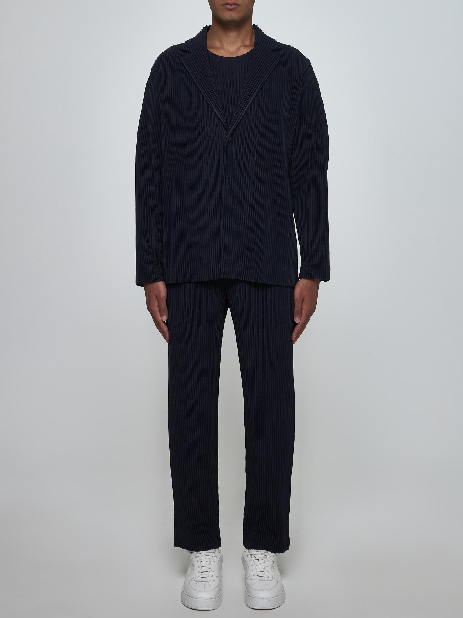 Shop Issey Miyake Pleated Fabric Single-breasted Blazer In Blue