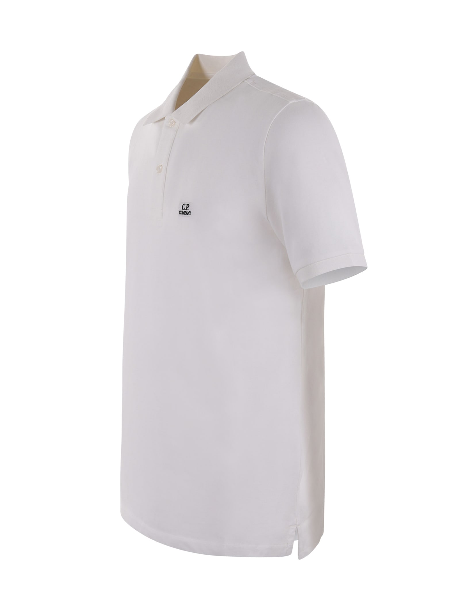 Shop C.p. Company Polo Shirt  In Cotton Piqué In Bianco