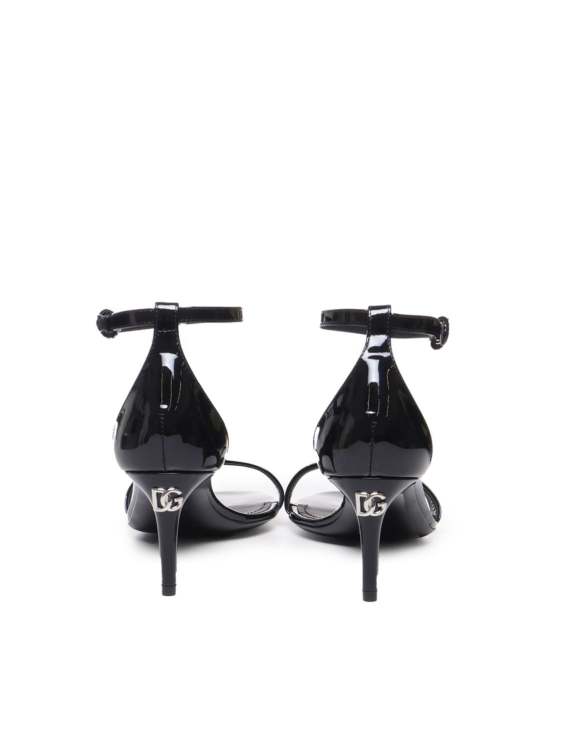 Shop Dolce & Gabbana Dg Logo Leather Sandals In Black