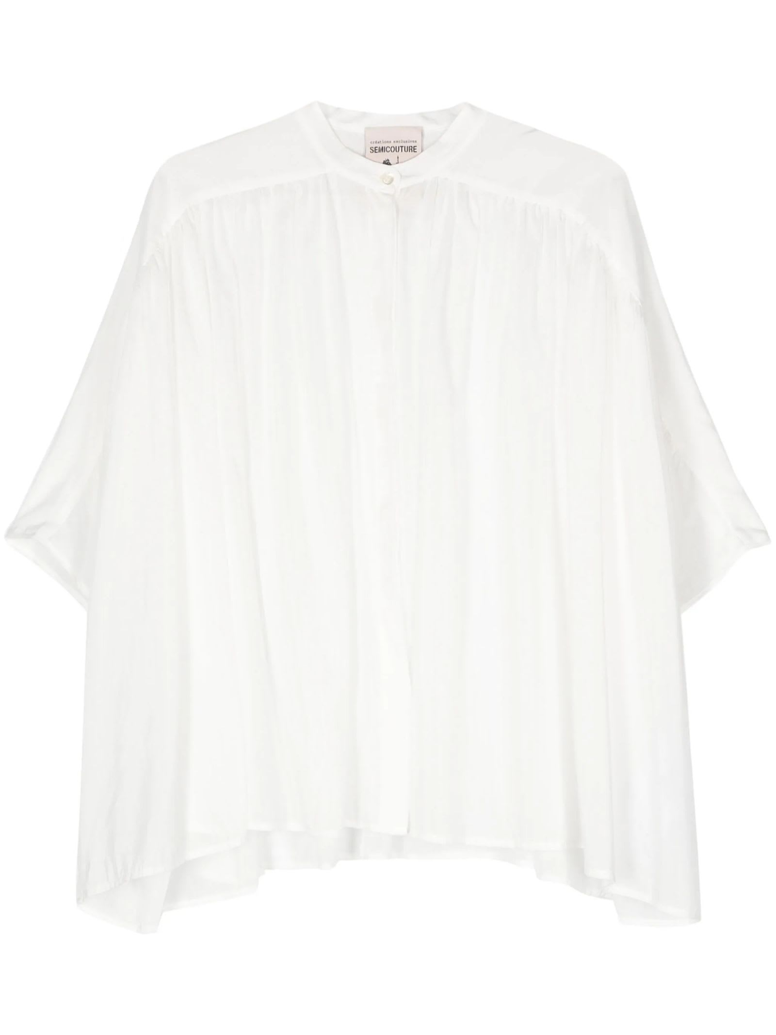 Shop Semicouture White Cotton-silk Blend Shirt