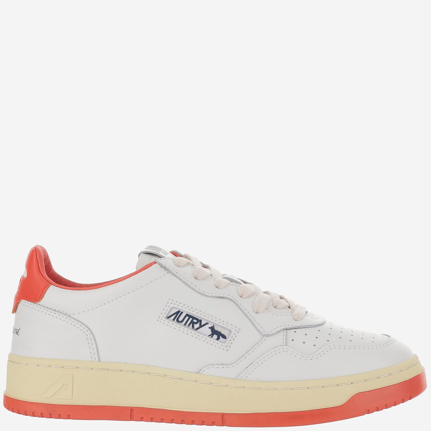 Autry X Maison Kitsune Medalist Low Top Sneakers In White