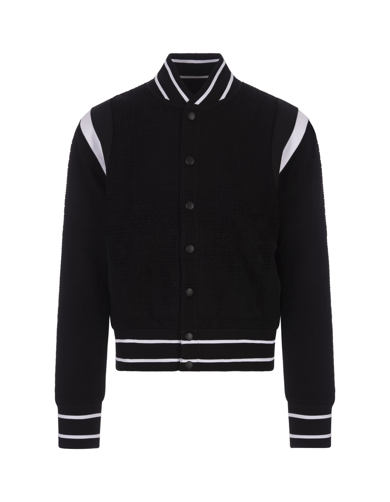 Givenchy Black  Bomber Jacket In Velvet Effect Knitwear