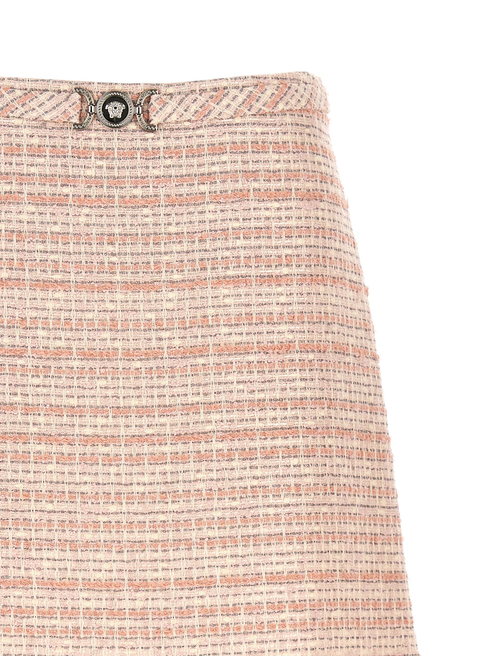 Shop Versace Medusa 95 Tweed Skirt In Pink