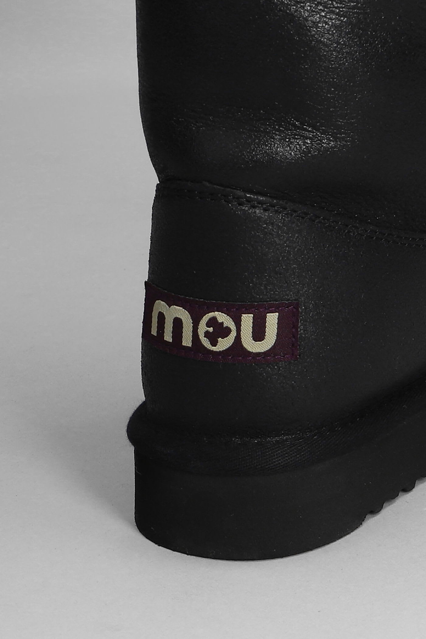 Mou Eskimo 24 Low Heels Ankle Boots In Black Leather In Black