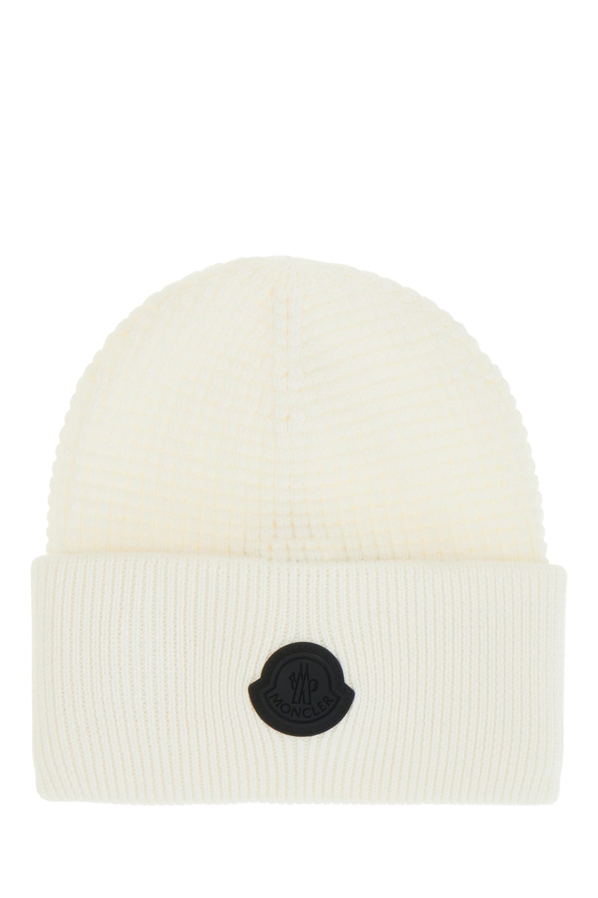 Moncler Ivory Cotton Beanie Hat In Brown