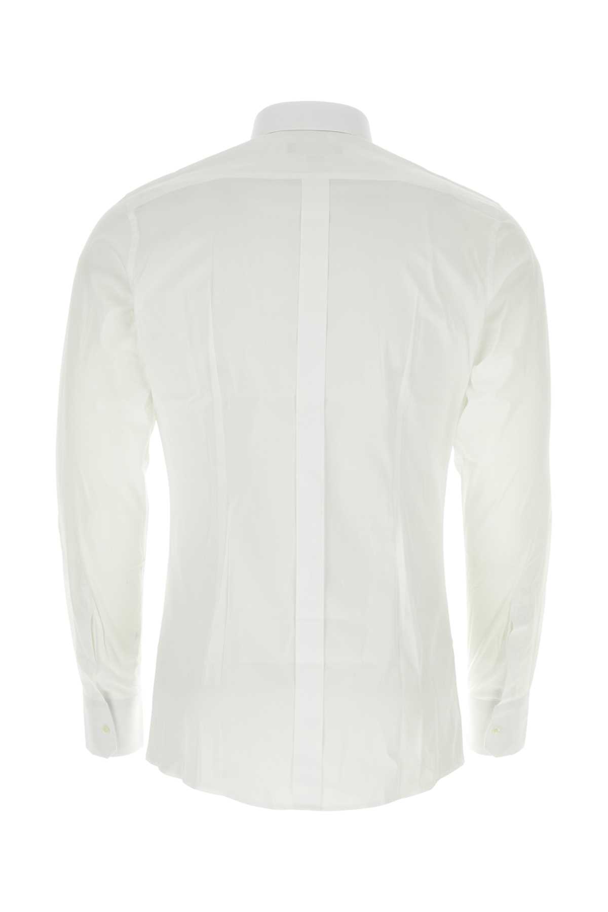 Dolce & Gabbana White Stretch Poplin Shirt In Biancoottico