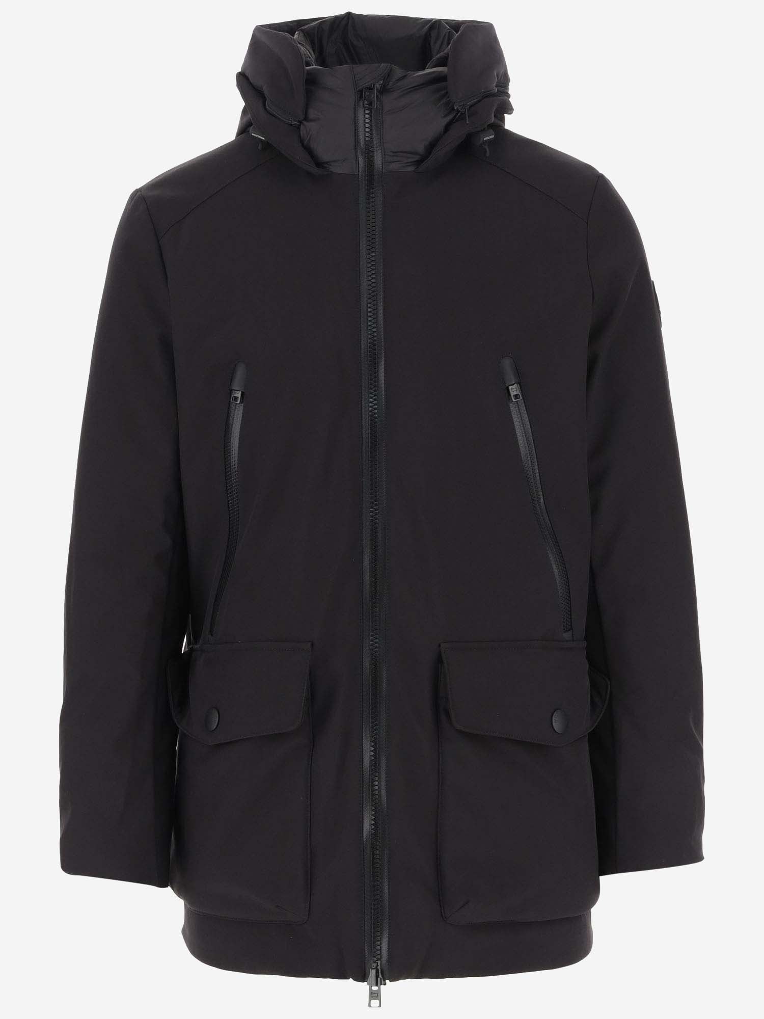 Shop Woolrich Down Jacket Made Of Tech Softshell Fabric In Black