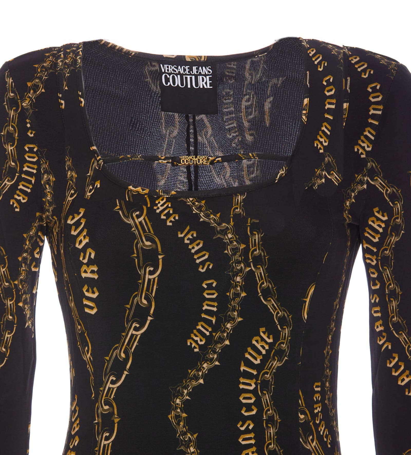 Shop Versace Jeans Couture Mini Chain Couture Dress In Black E Gold