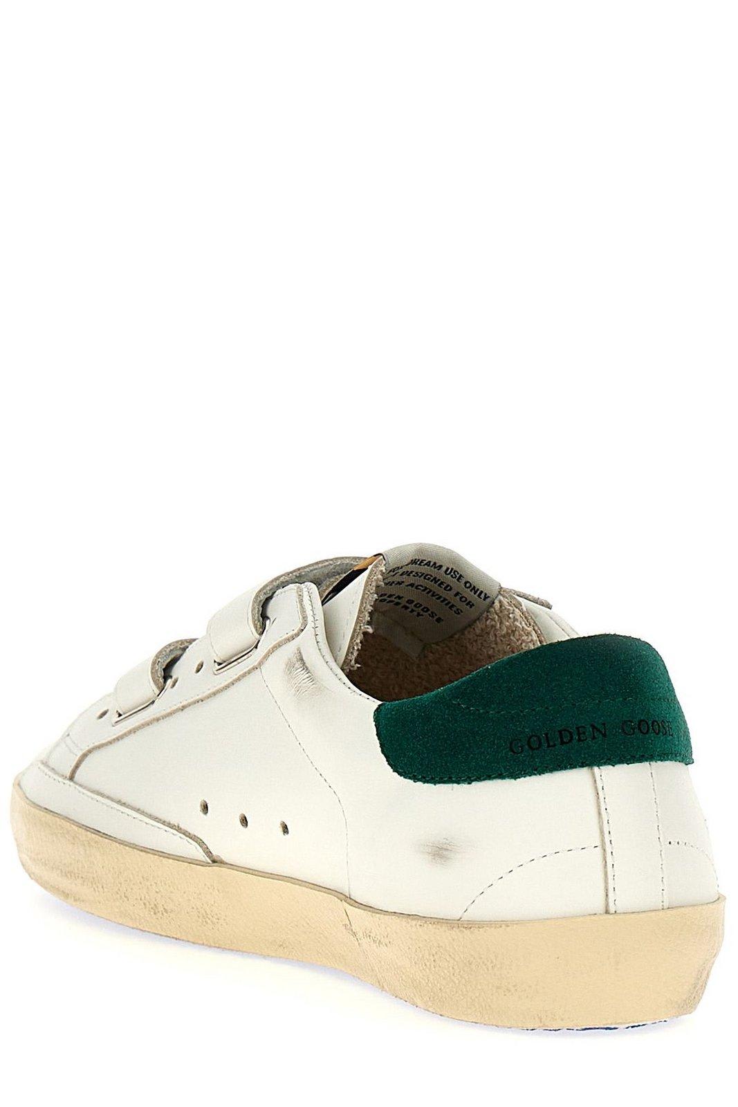 Shop Golden Goose Old School Star Patch Sneakers In White/green