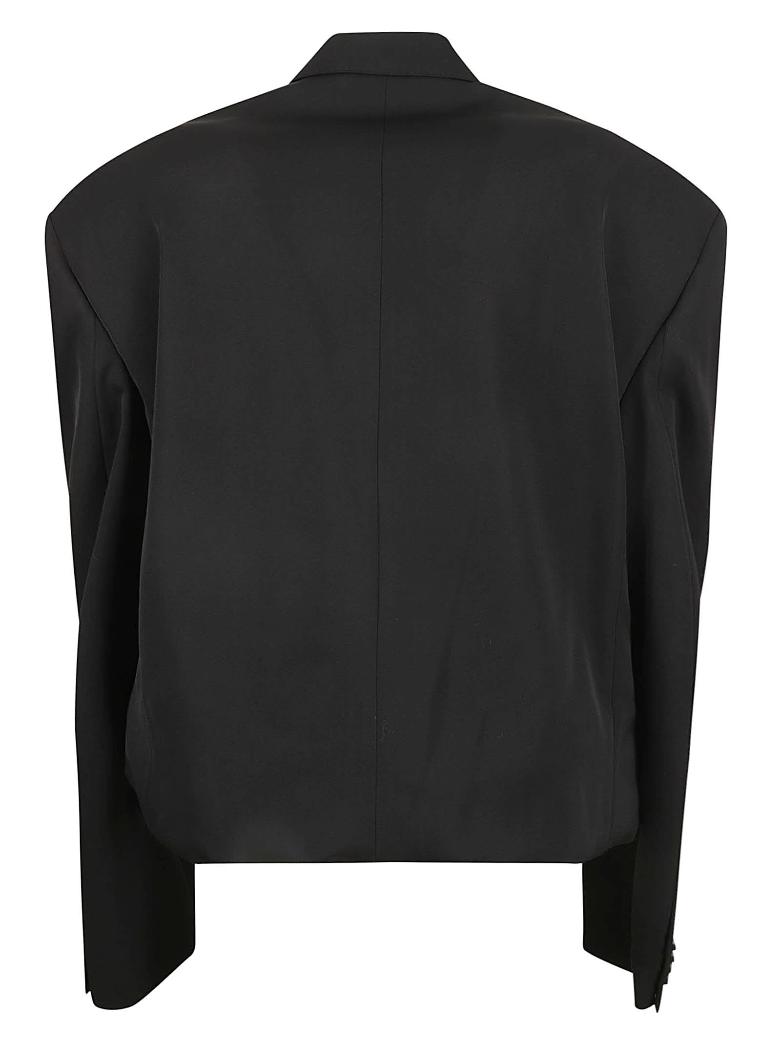 Shop Balenciaga Double-breast Folded Blazer In Black