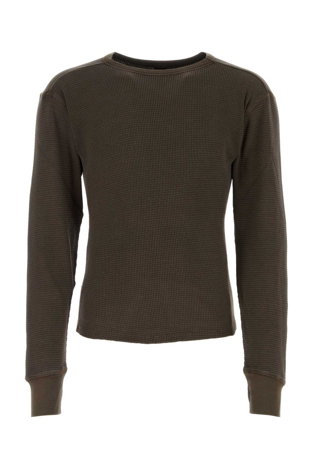 Entire Studios Cotton Sweater With Long Sleeves And Textured Fabric In Green