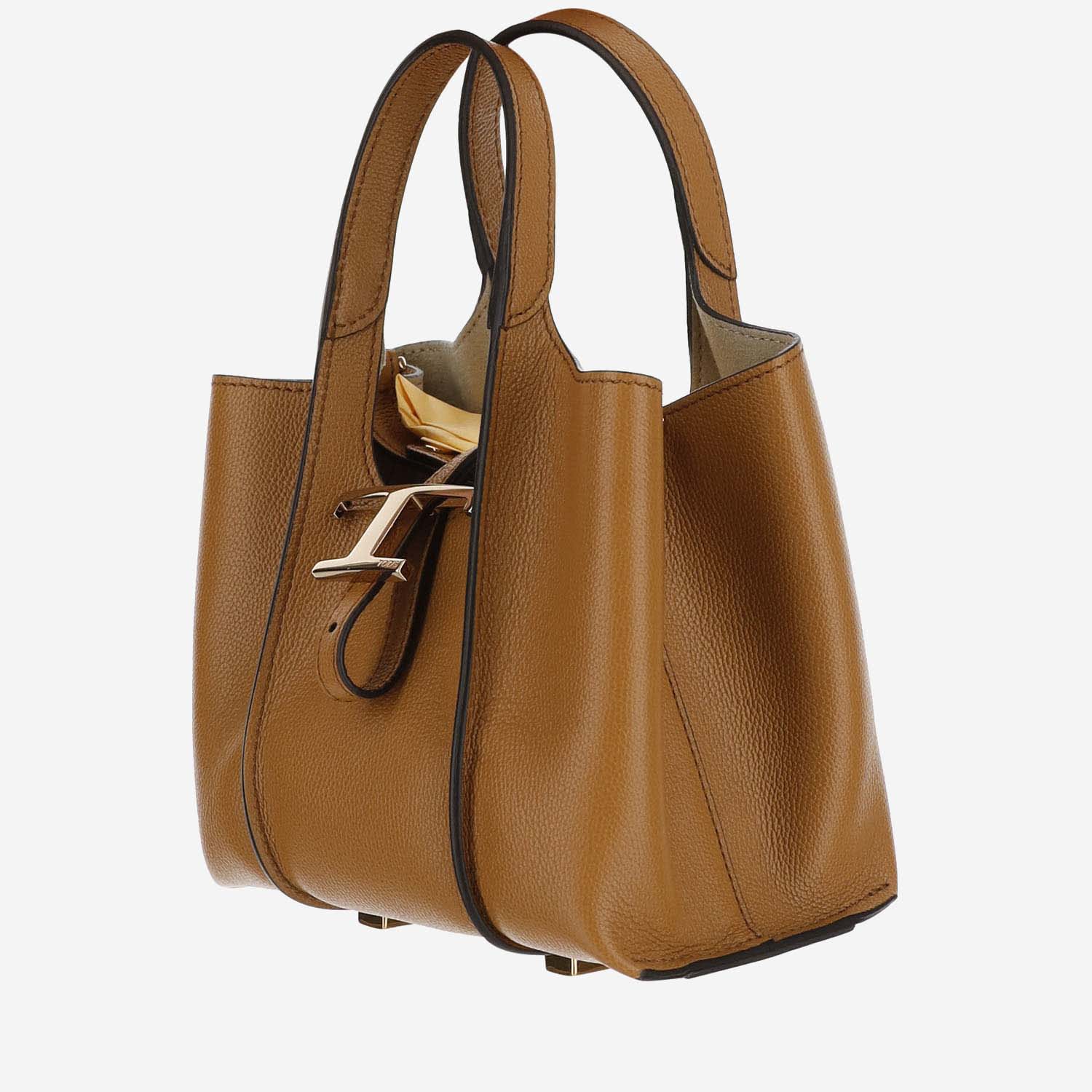 Shop Tod's Timeless Leather Mini T Bag In Beige