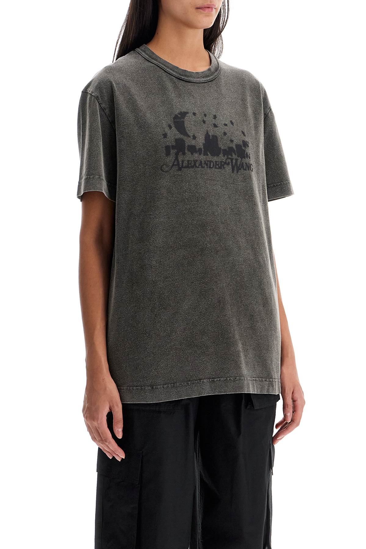 Shop Alexander Wang Vintage Skyline T-shirt With In Washed Charcoal (grey)