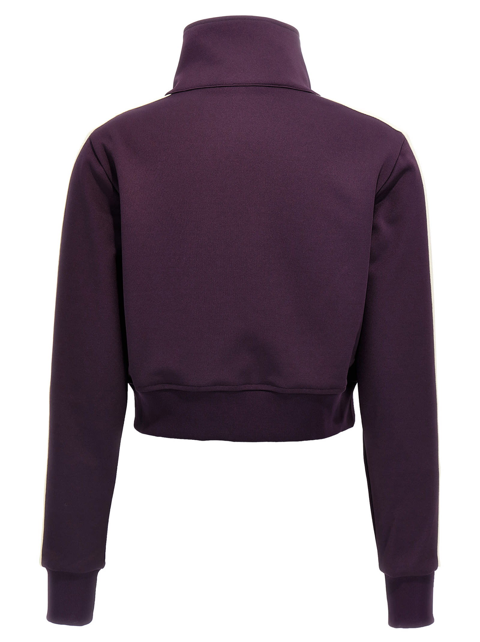 Shop Palm Angels Classic Logo Cropped Sweatshirt In Purple