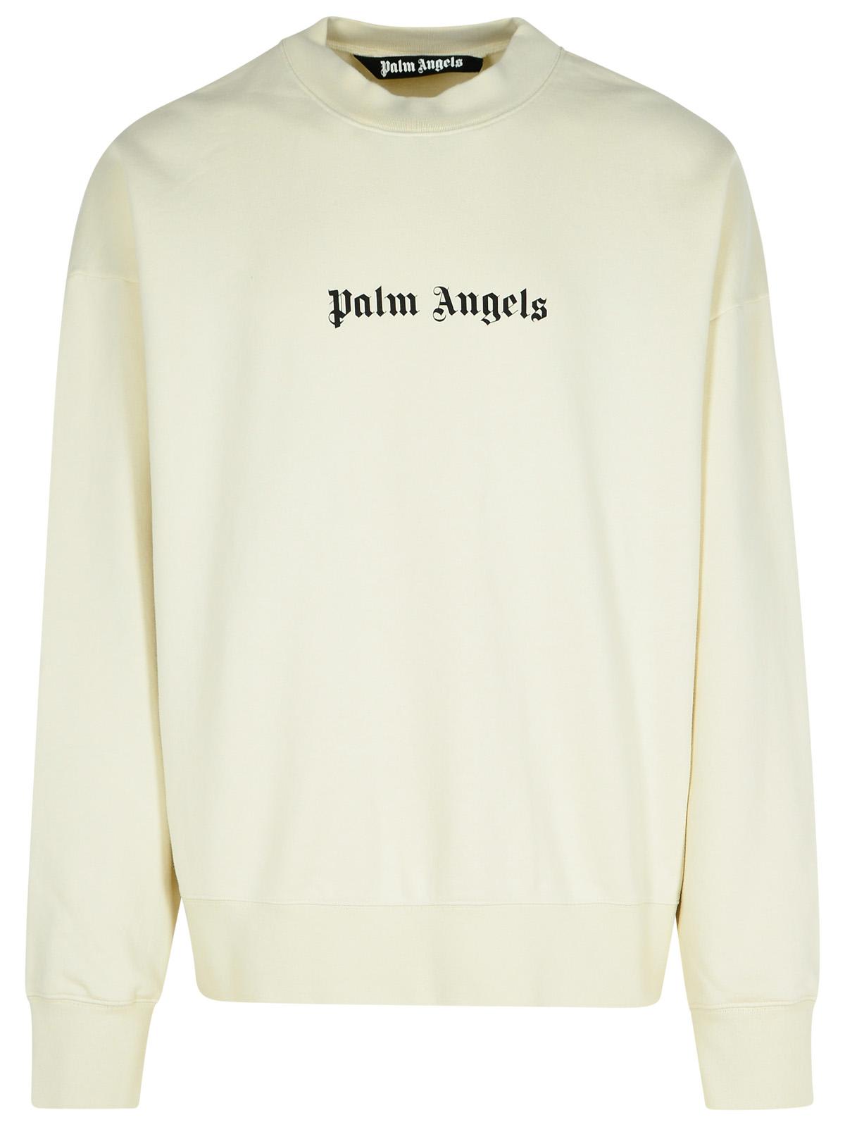 Shop Palm Angels Cream Cotton Sweatshirt