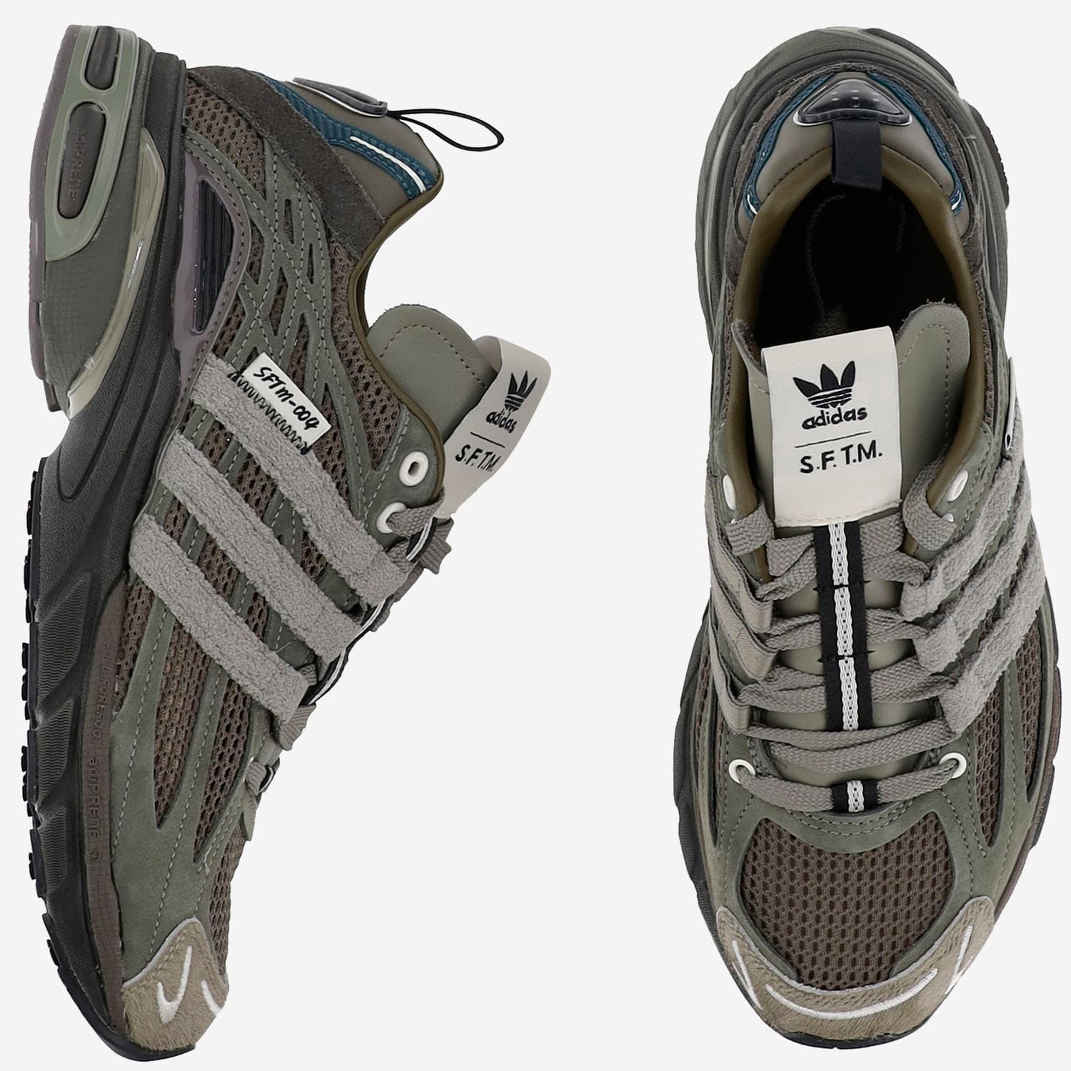 Adidas Originals Adistar Cushion Sneakers In Green Suede And Fabric In Multi