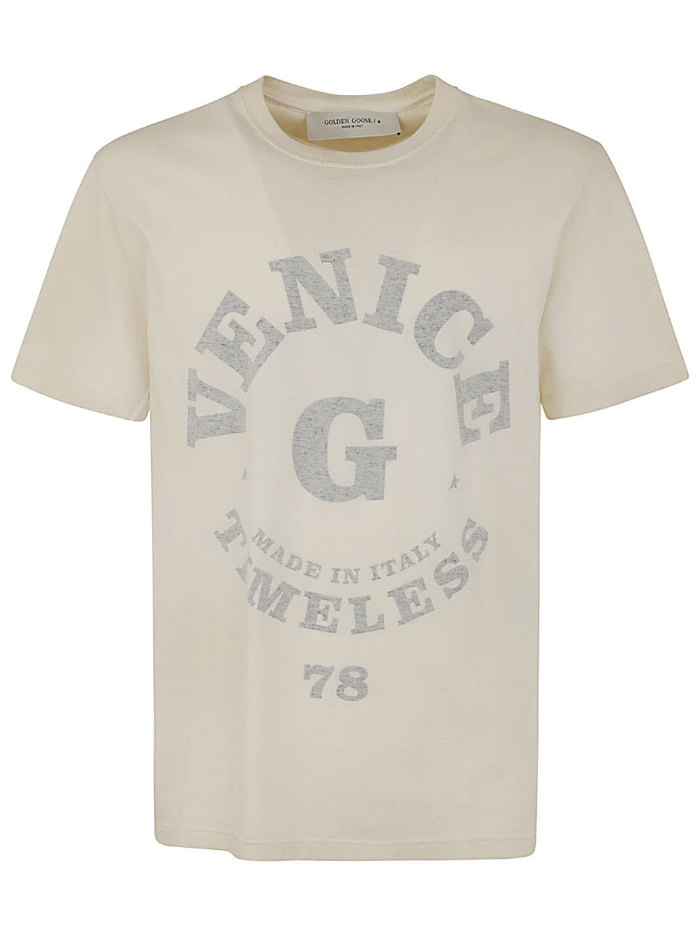 Shop Golden Goose Journey M`s Regular T-shirt In Heritage White Black