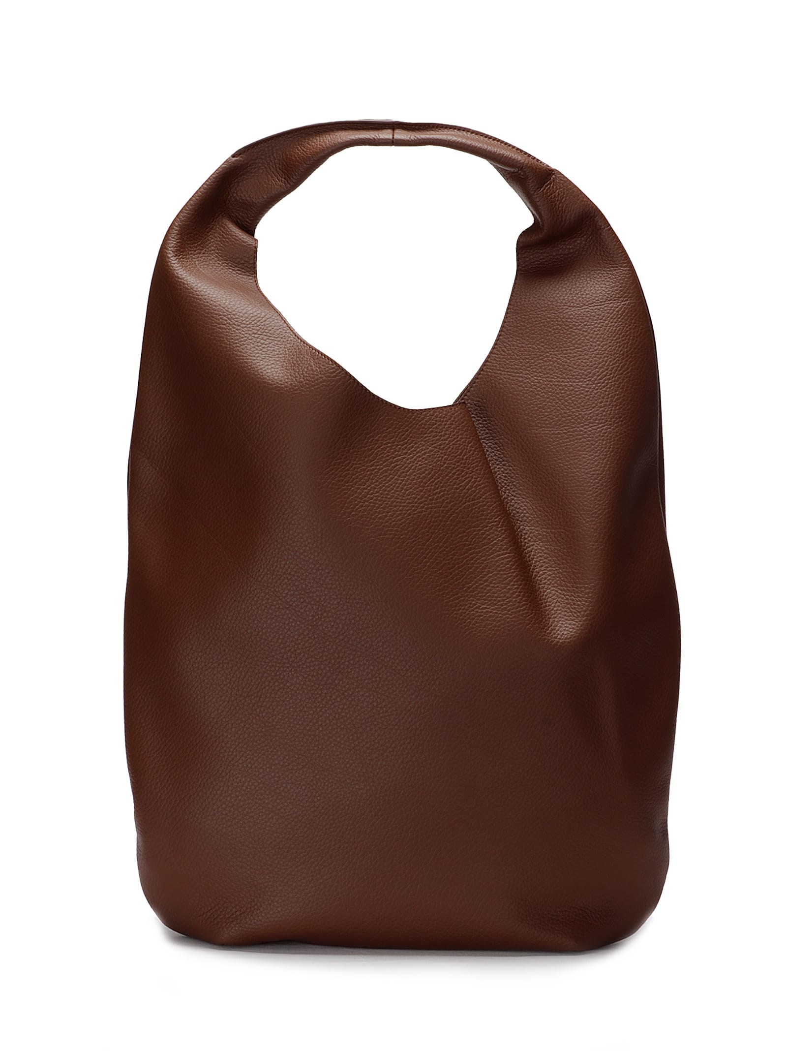 Apc A.p.c. Textured Brown Leather Shoulder Bag In Brown