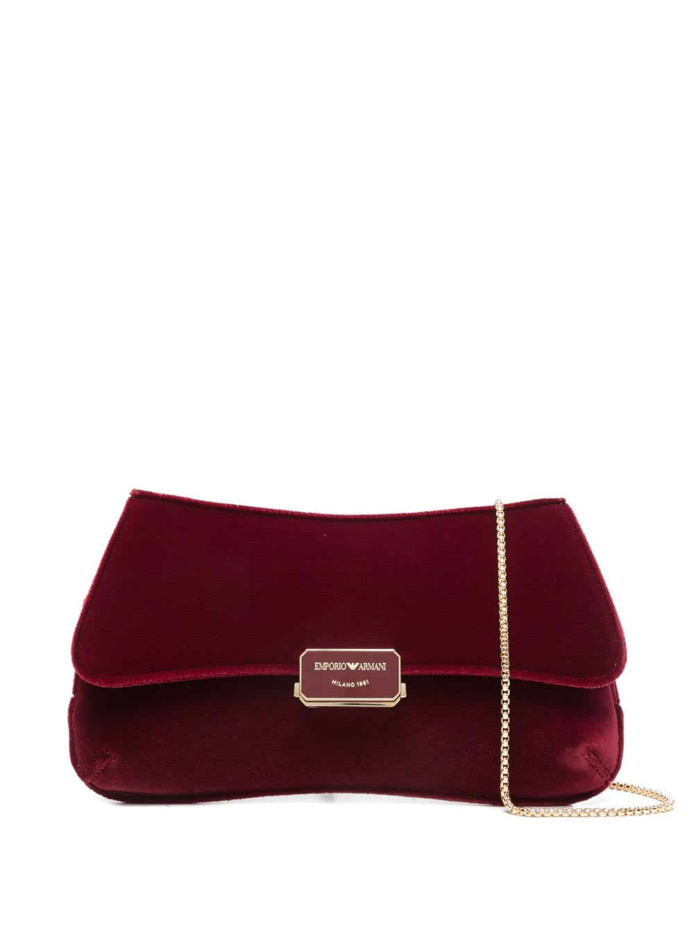 Emporio Armani Velvet Clutch In Burgundy