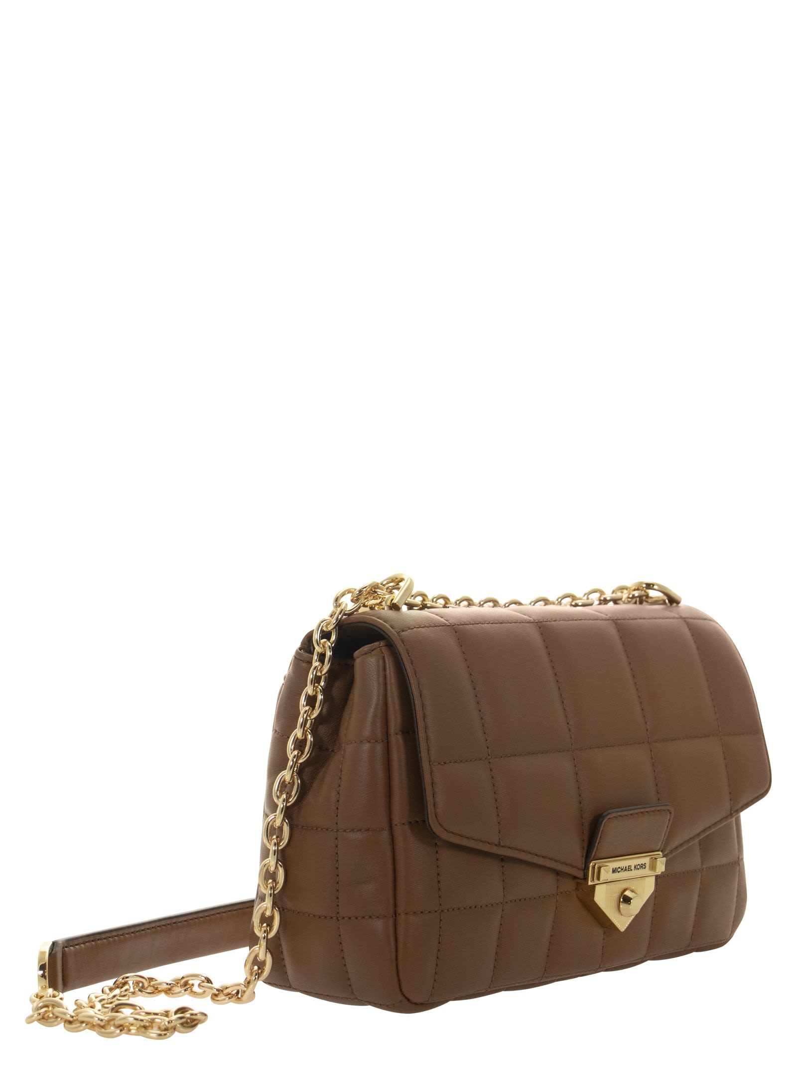 Shop Michael Kors Soho - Quilted Leather Shoulder Bag In Brown